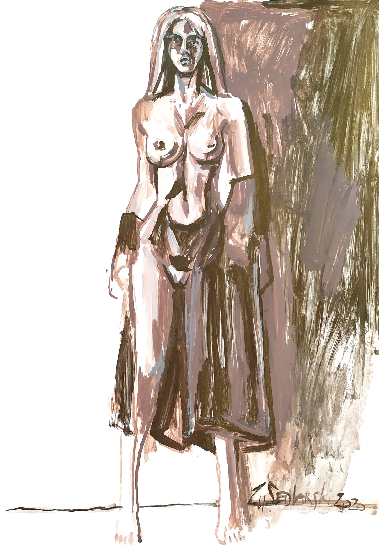 Zhivko Ladies 64 by Sedlarski – Acrylic on paper, 22 × 32 cm, unframed