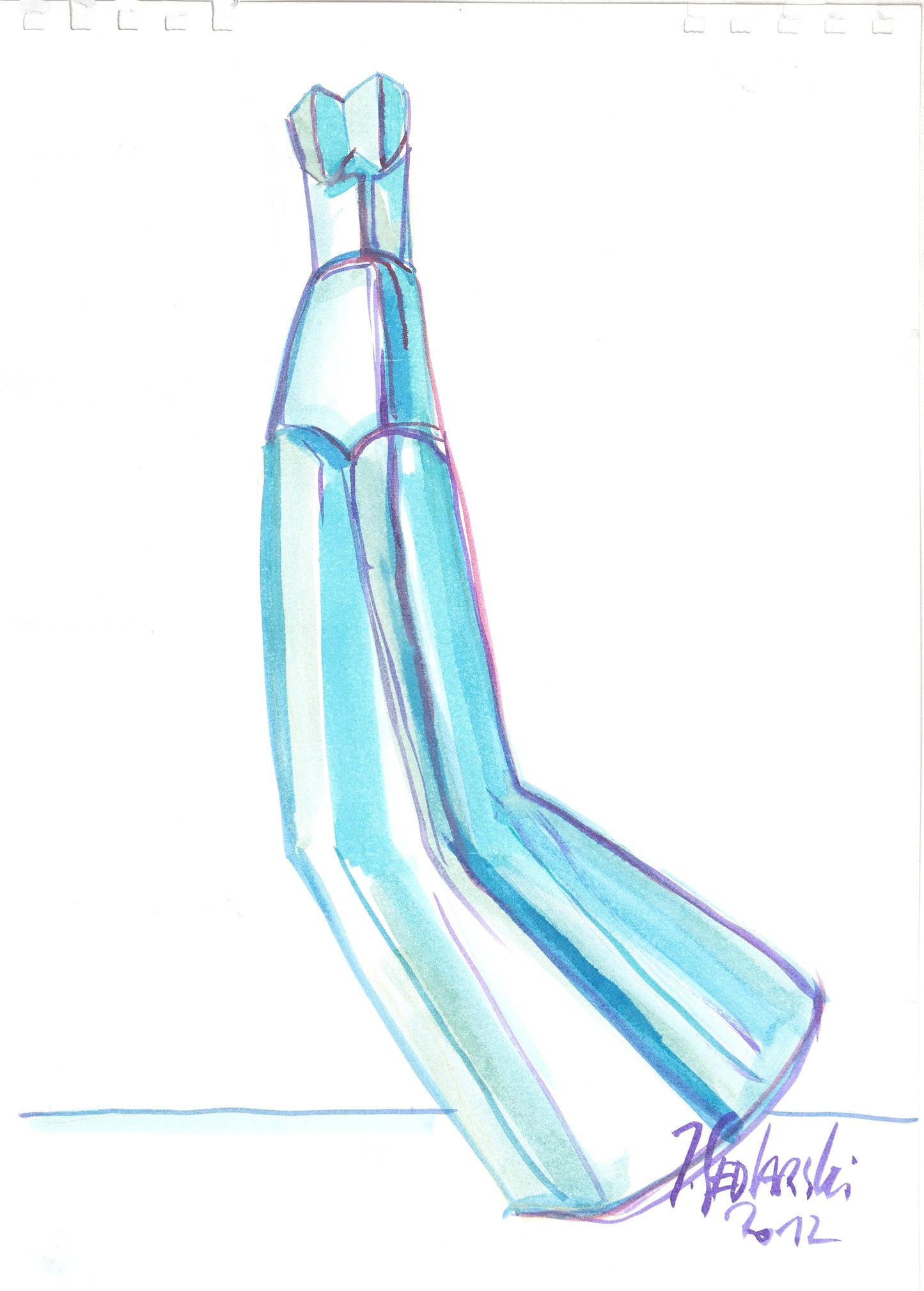 Study for a Dress 103 by Sedlarski – Acrylic on paper, 25 × 34.8 cm, unframed