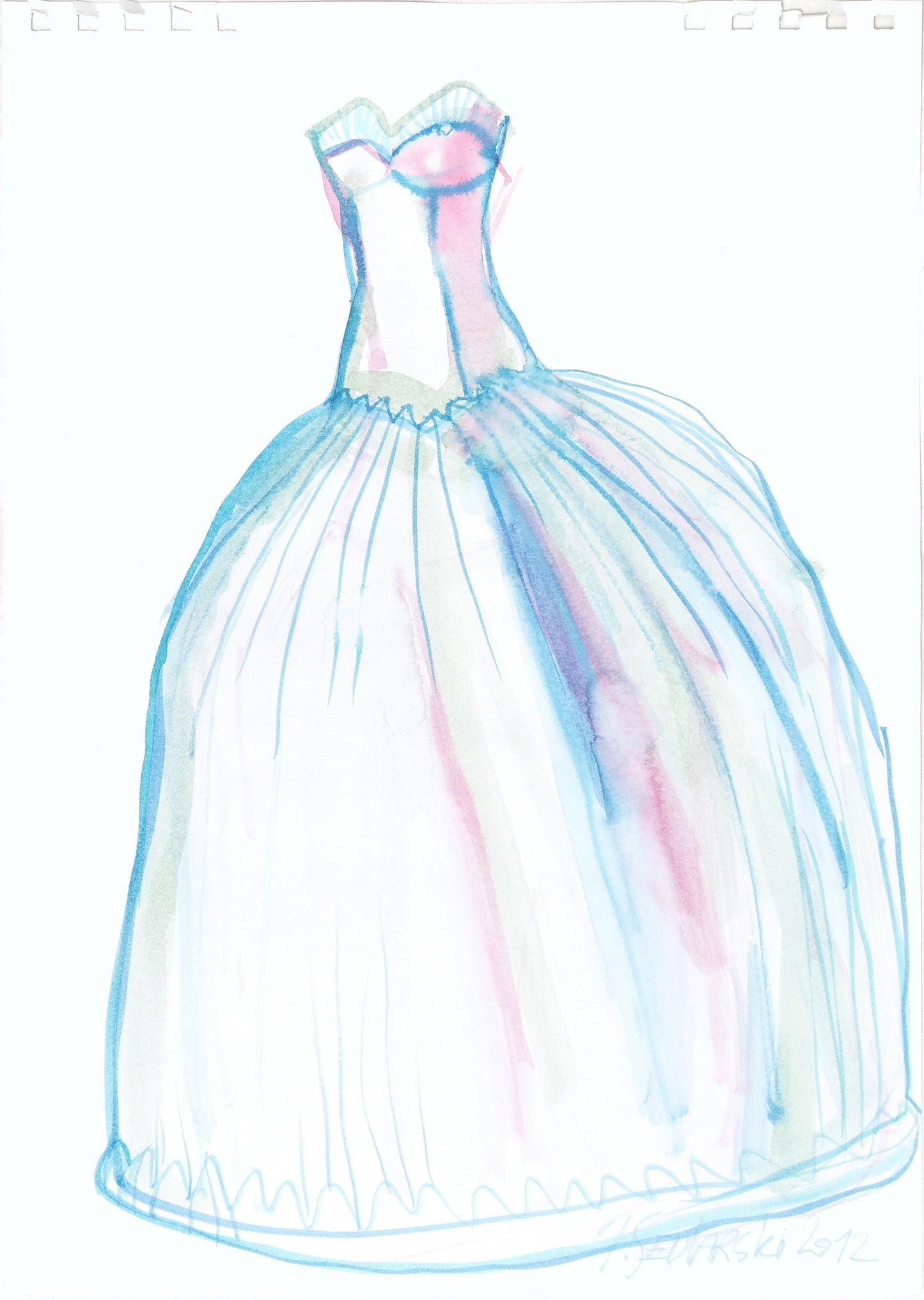Study for a Dress 104 by Sedlarski – Acrylic on paper, 25 × 34.8 cm, unframed