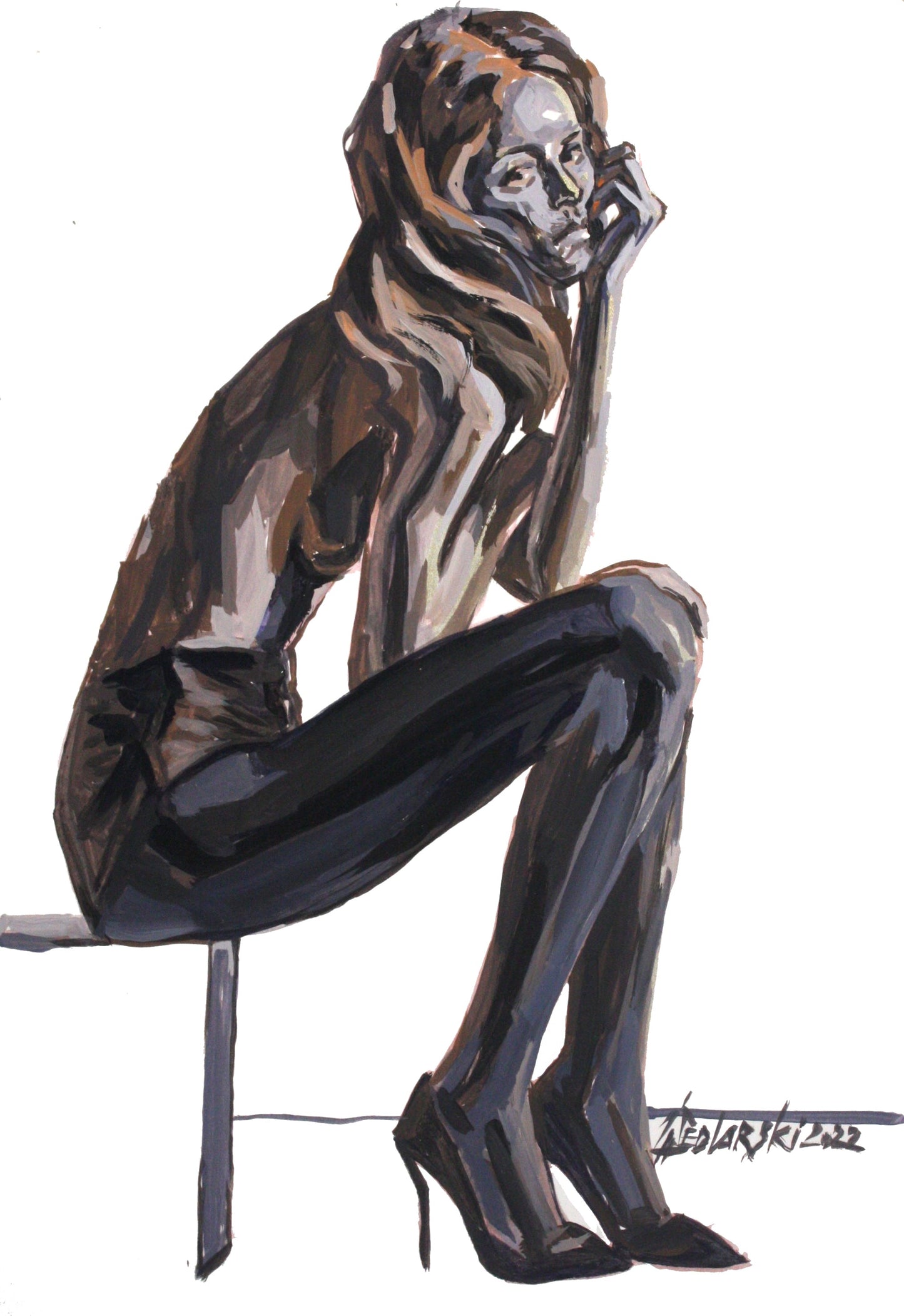 Zhivko Ladies 88 by Sedlarski – Acrylic on cardboard, 25 × 37 cm, unframed