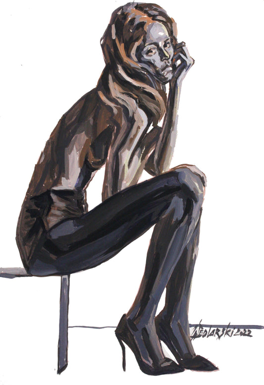 Zhivko Ladies 88 by Sedlarski – Acrylic on cardboard, 25 × 37 cm, unframed