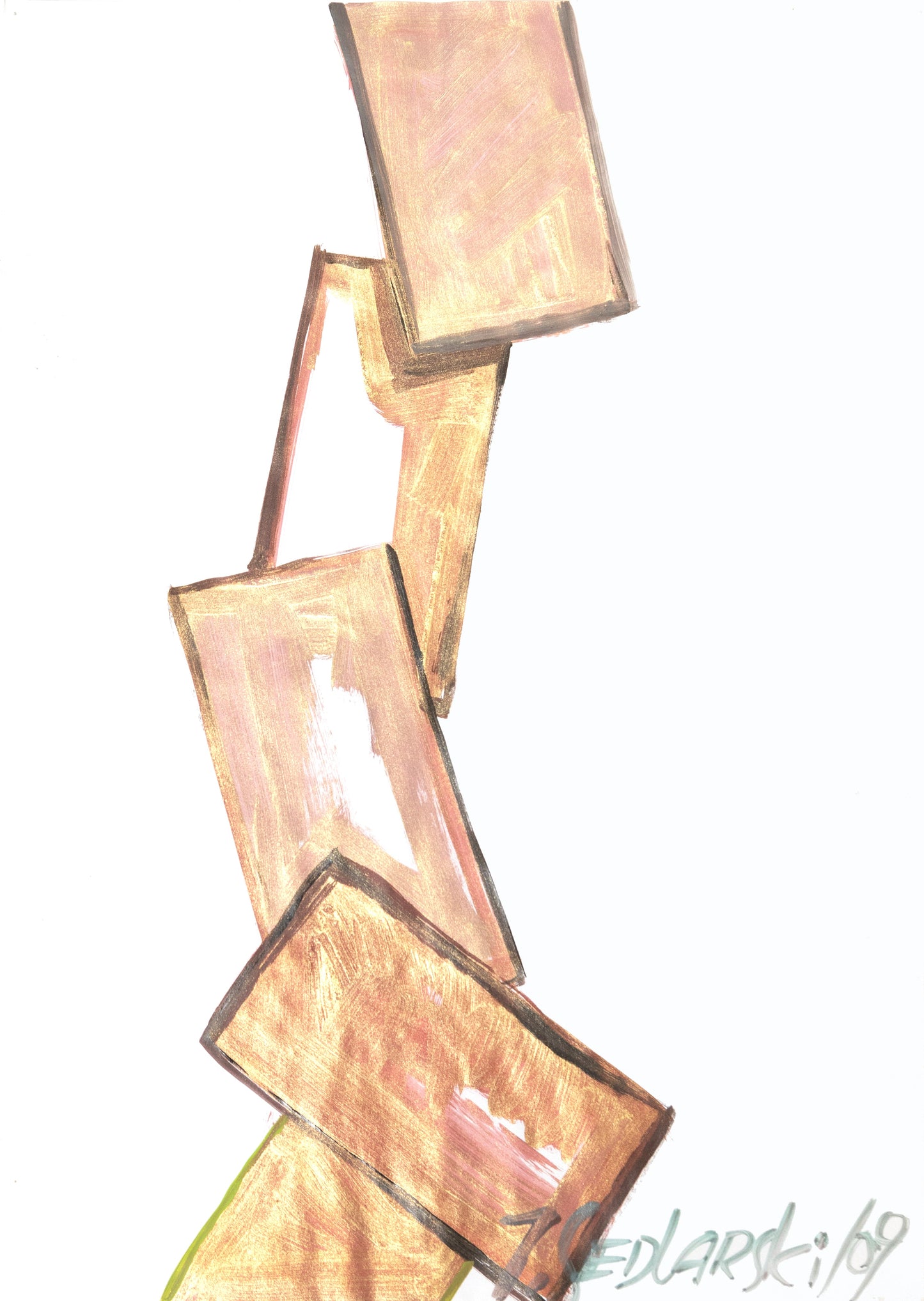 Mass in Motion 7 by Sedlarski – Acrylic on paper, 29.7 × 42 cm, 2024