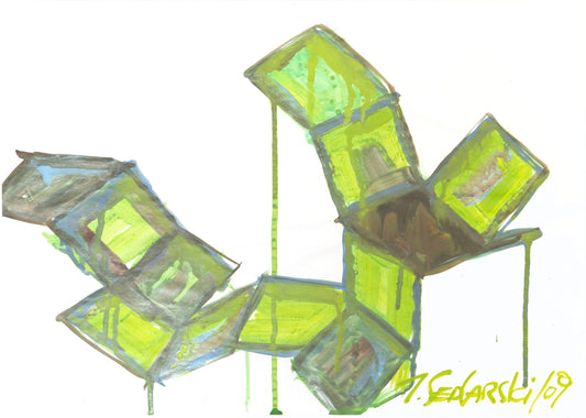 Mass in Motion 10 by Sedlarski – Acrylic on paper, 29.7 × 42 cm, 2024