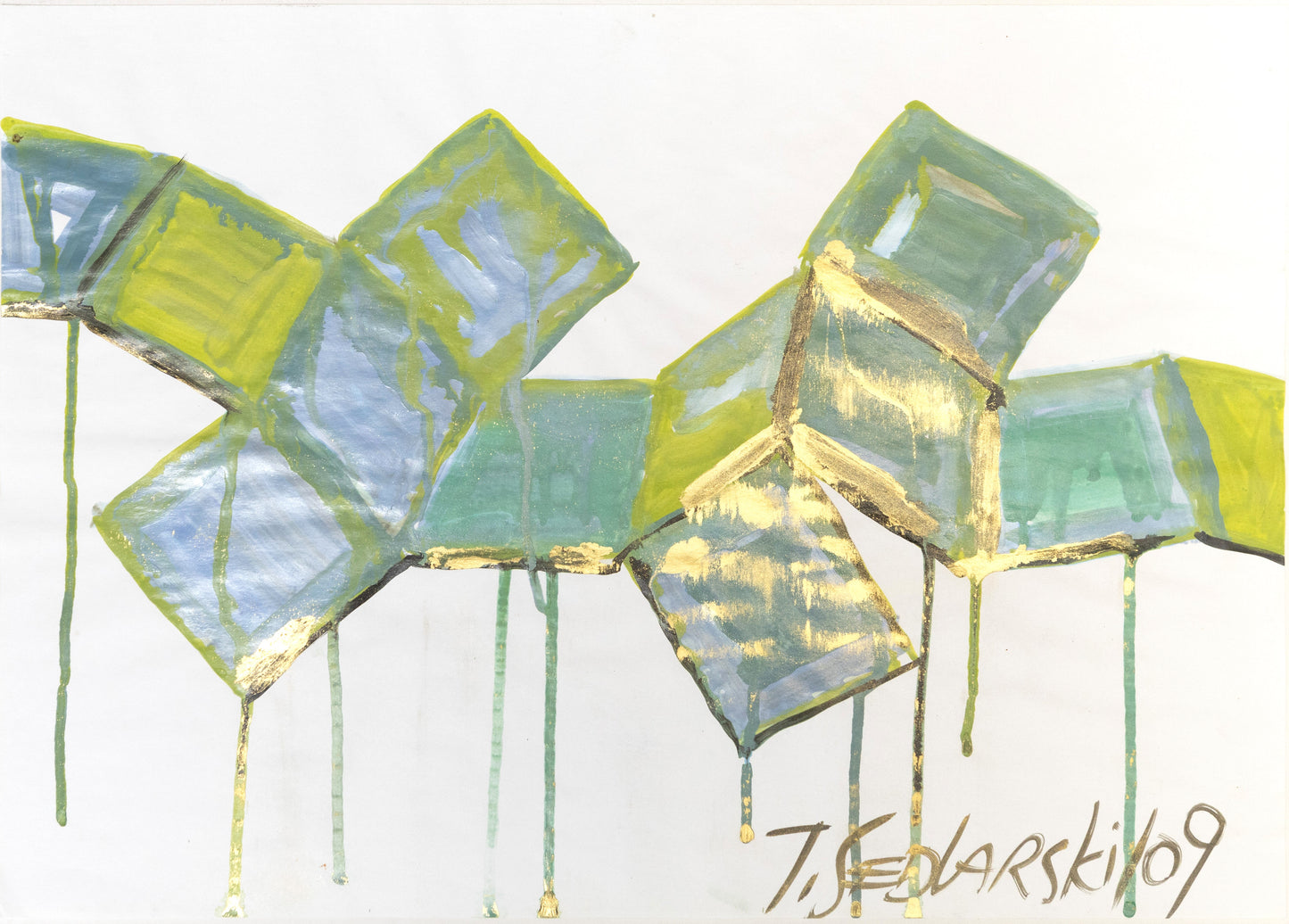 Mass in Motion 9 by Sedlarski – Acrylic on paper, 29.7 × 42 cm, 2024