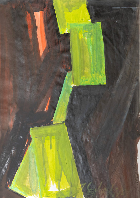 Mass in Motion 2 by Sedlarski – Acrylic on paper, 29.7 × 42 cm, 2024