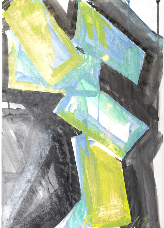 Mass in Motion 3 by Sedlarski – Acrylic on paper, 29.7 × 42 cm, 2024