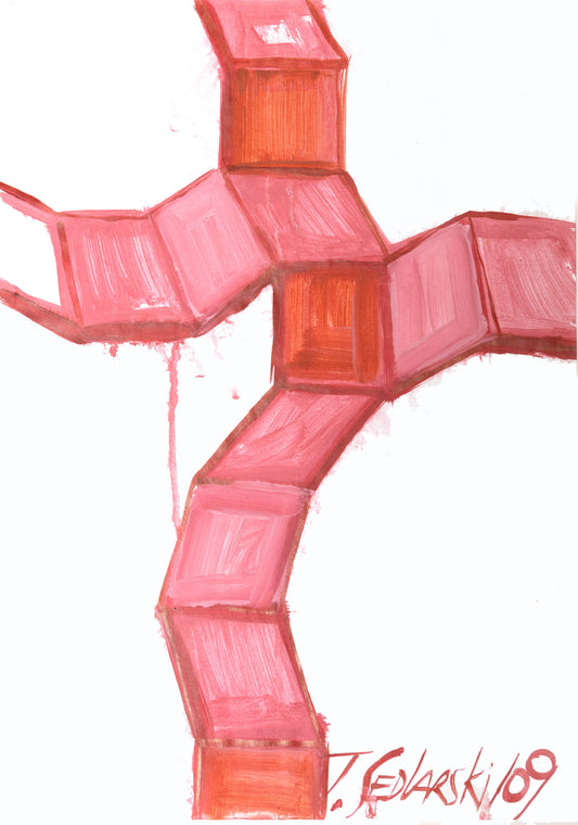 Mass in Motion 5 by Sedlarski – Acrylic on paper, 29.7 × 42 cm, 2024