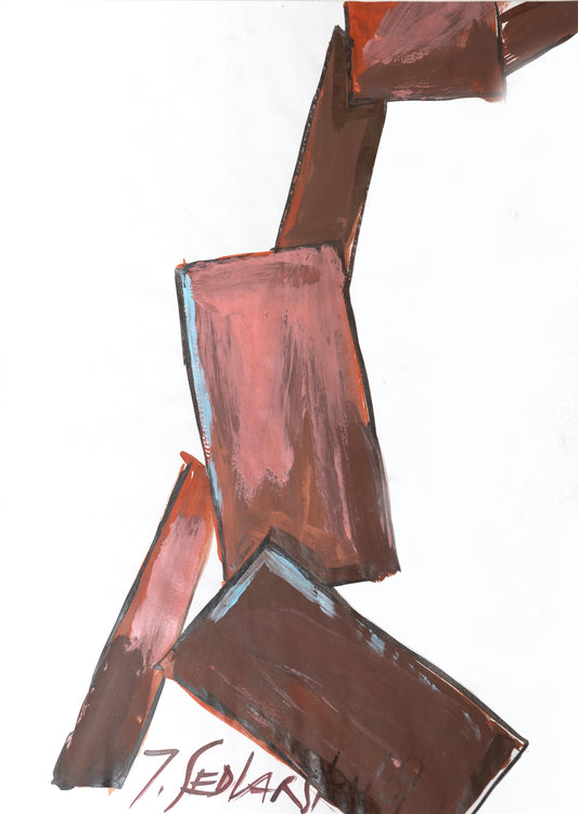 Mass in Motion 6 by Sedlarski – Acrylic on paper, 29.7 × 42 cm, 2024