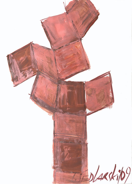 Mass in Motion 8 by Sedlarski – Acrylic on paper, 29.7 × 42 cm, 2024