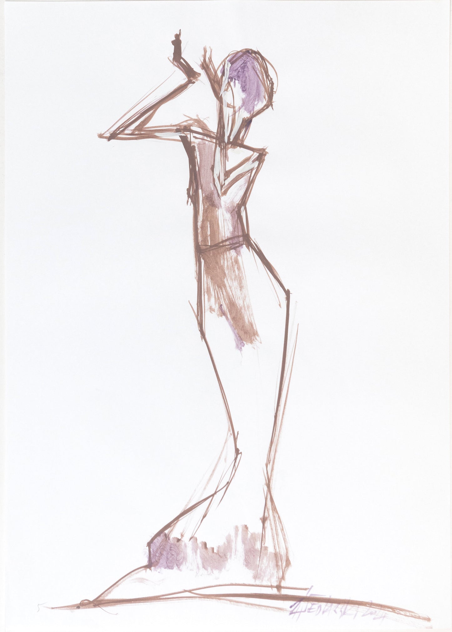 Mermaid Dress 4 by Sedlarski – Acrylic on paper, 29.7 × 42 cm, 2024