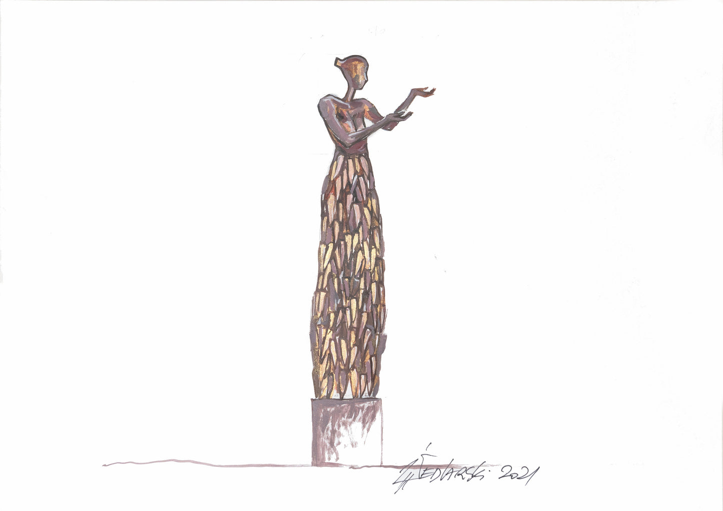 Project DevaM 1 by Sedlarski – Acrylic on paper, 29.7 × 42 cm, unframed