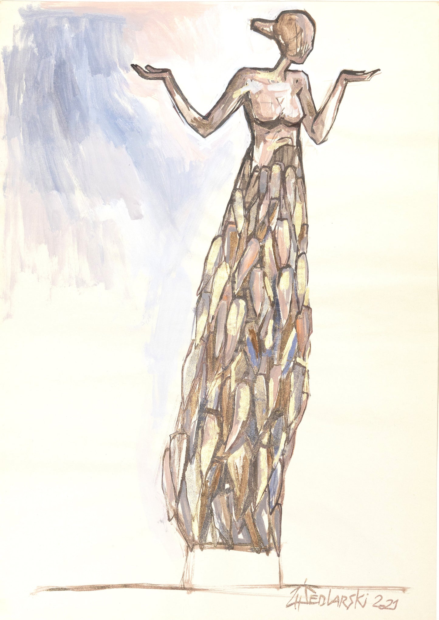 Project DevaM 10 by Sedlarski – Acrylic on paper, 29.7 × 42 cm, unframed