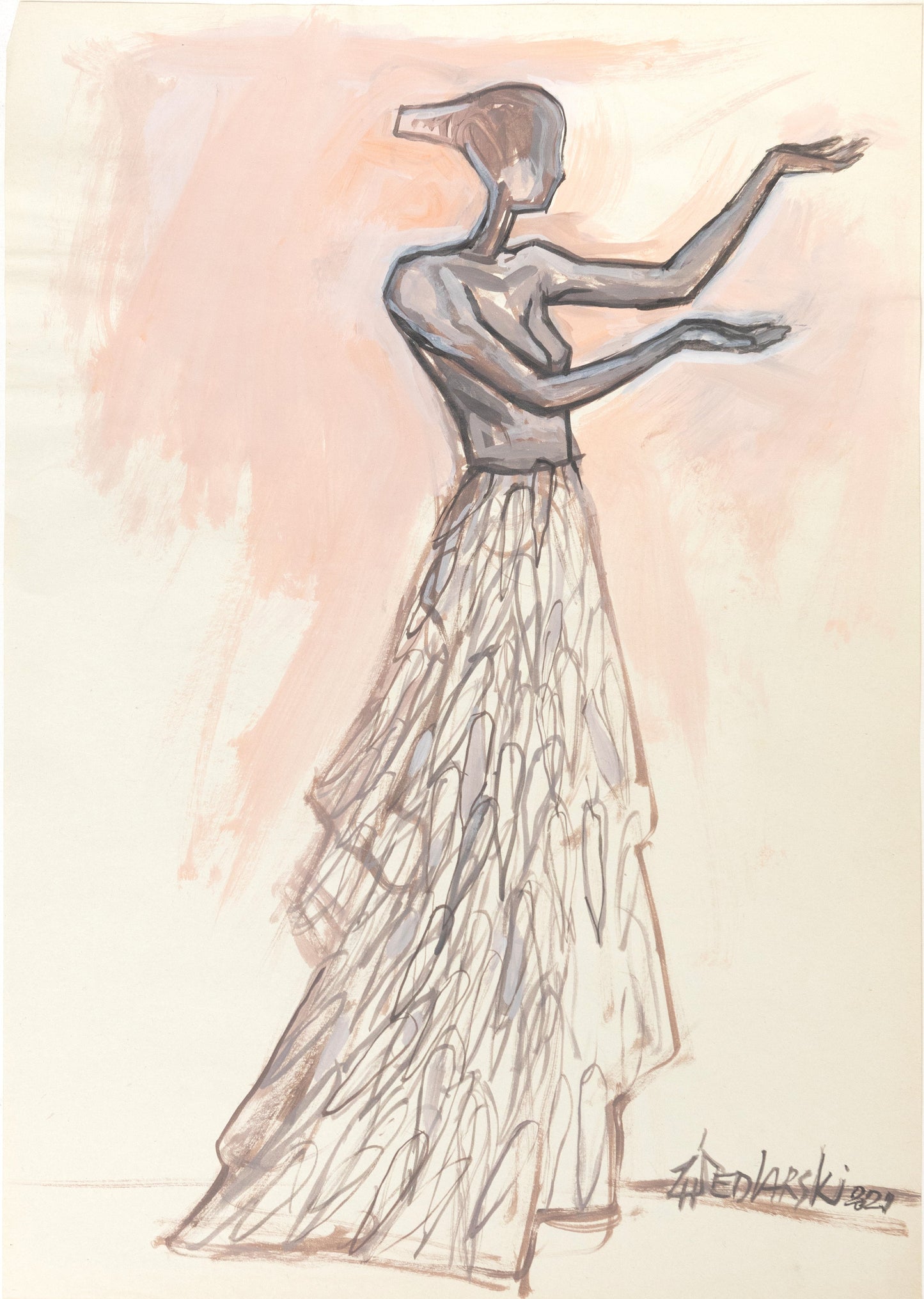 Project DevaM 4 by Sedlarski – Acrylic on paper, 29.7 × 42 cm, unframed