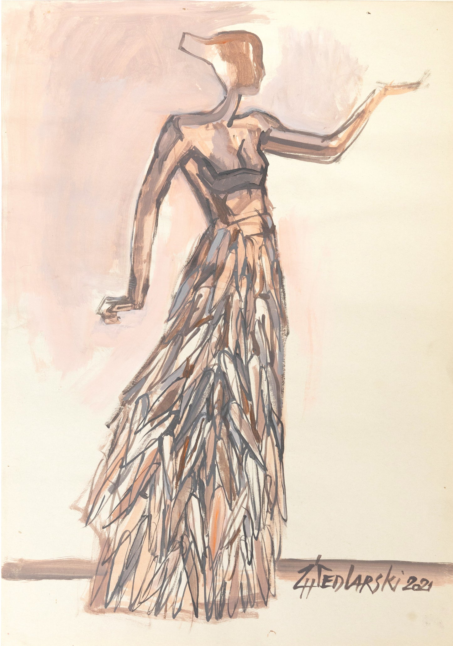 Project DevaM 5 by Sedlarski – Acrylic on paper, 29.7 × 42 cm, unframed