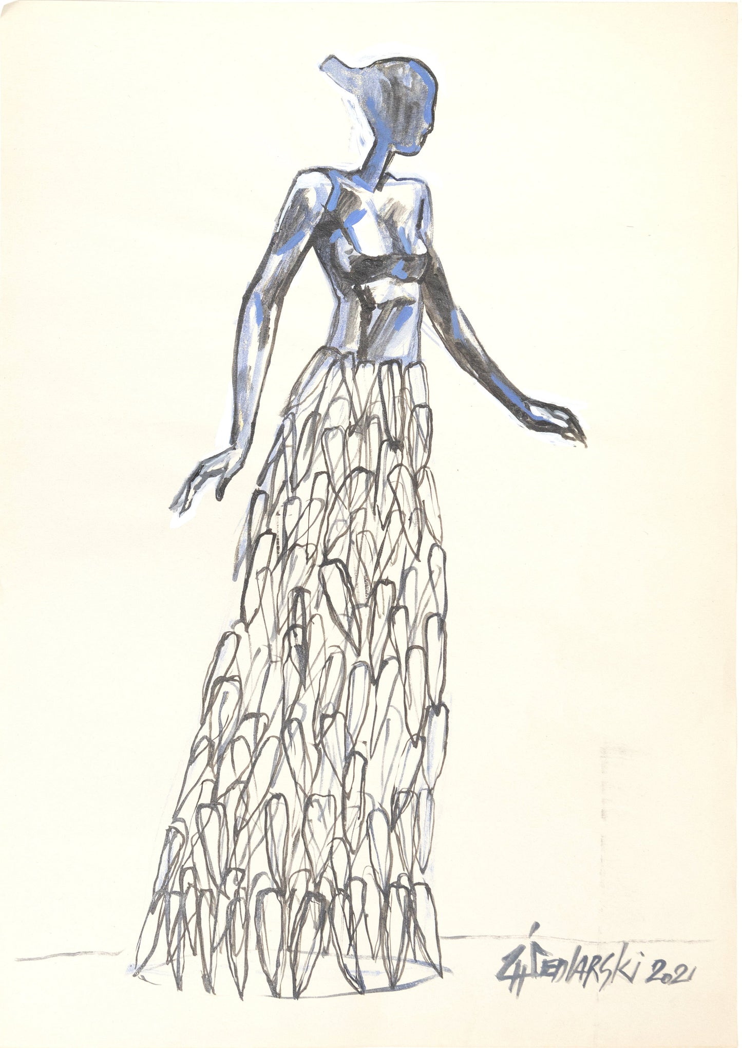 Project DevaM 7 by Sedlarski – Acrylic on paper, 29.7 × 42 cm, unframed