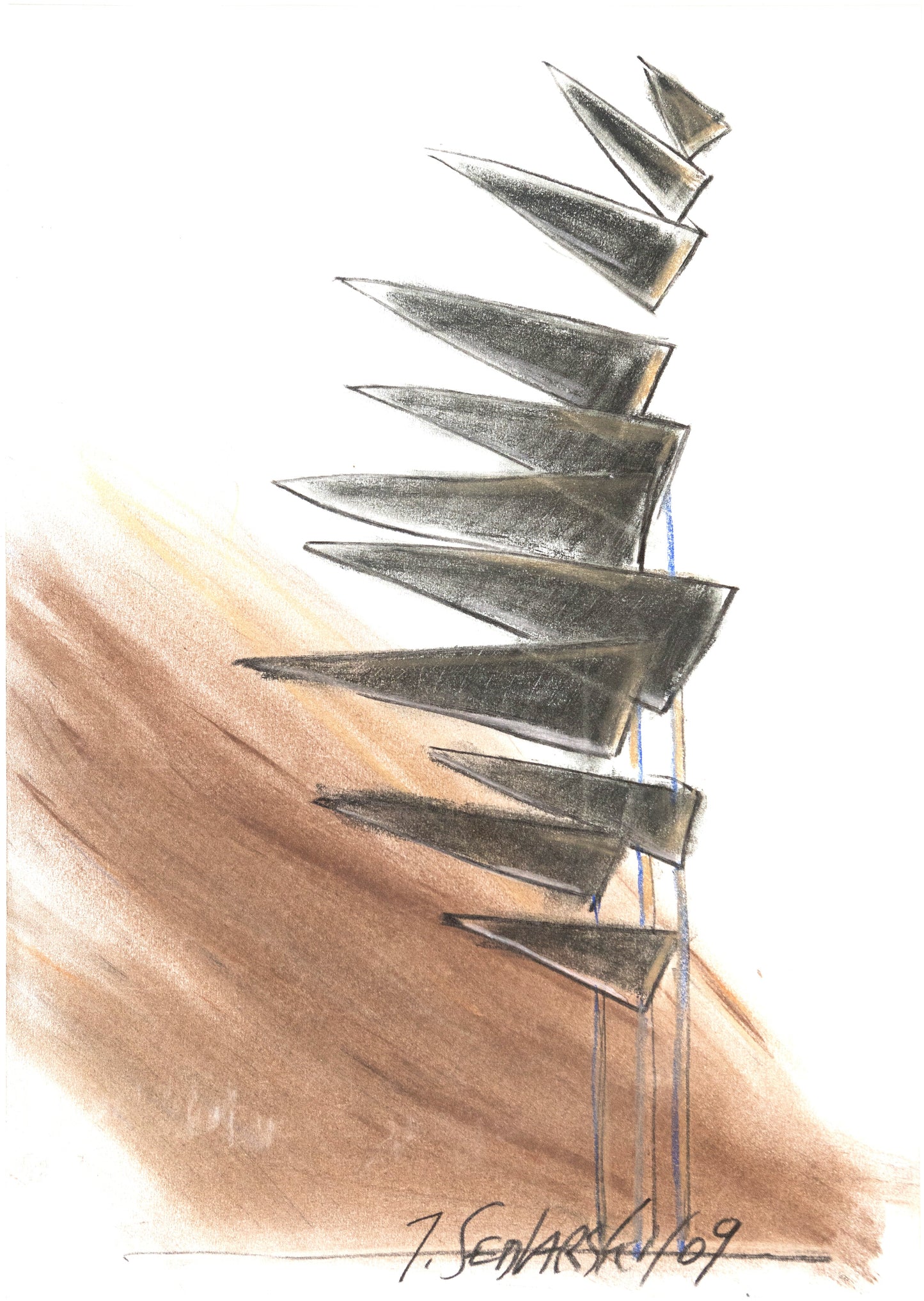 Sails 1 by Sedlarski – Pastel on paper, 42 × 29.7 cm, unframed