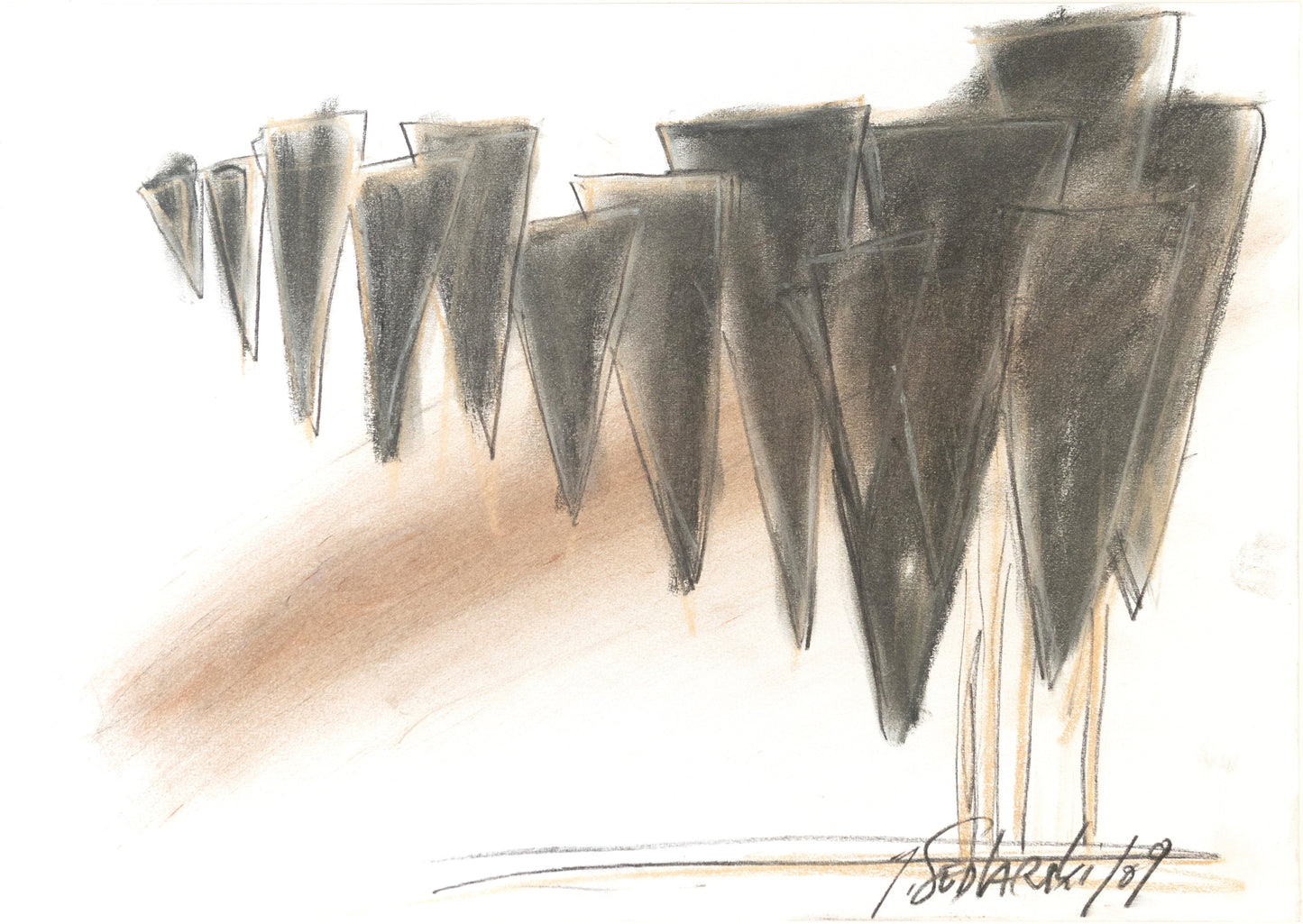 Sails 3 by Sedlarski – Pastel on paper, 42 × 29.7 cm, unframed