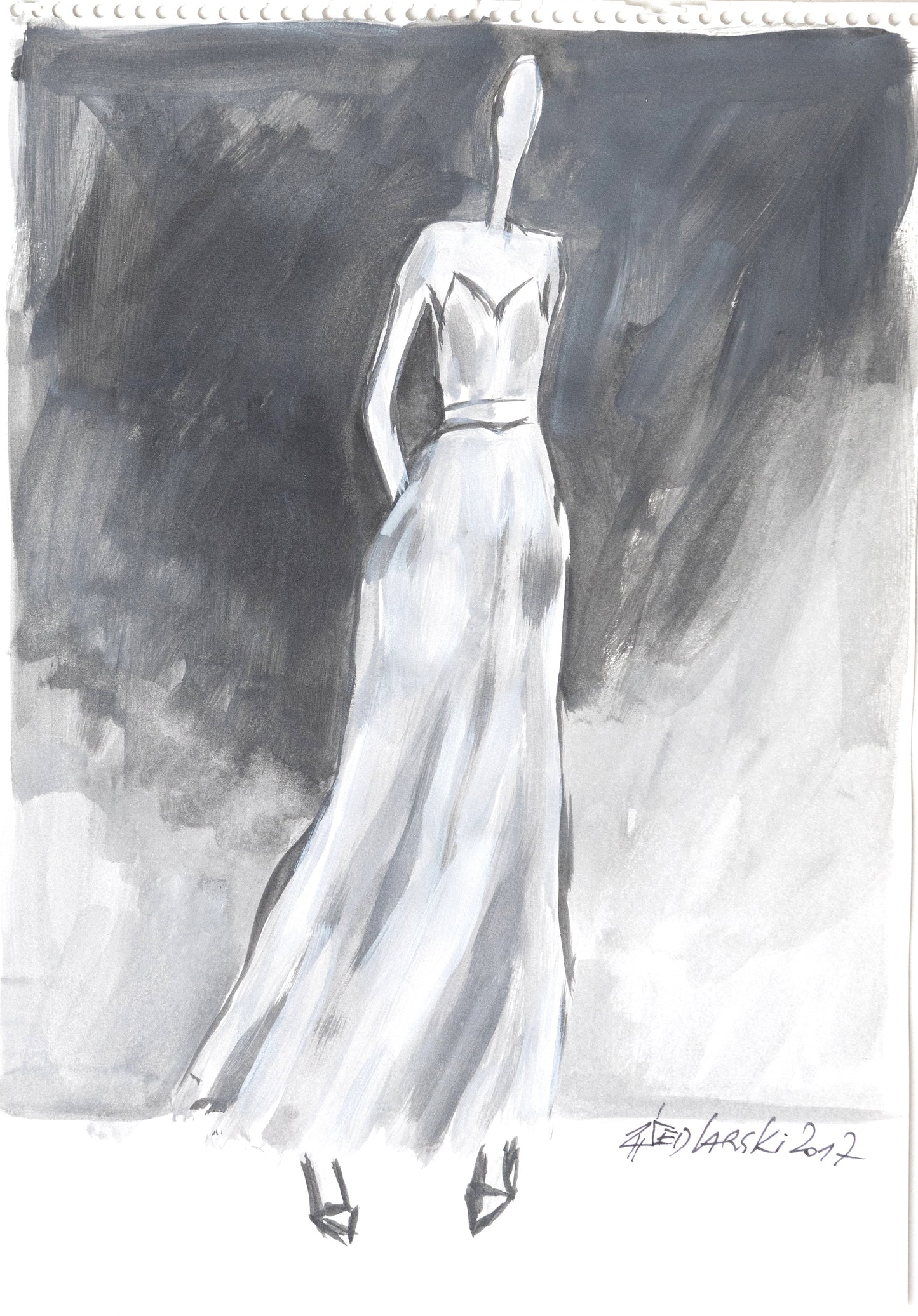 Study for a Dress 108 by Sedlarski – Gouache on paper, 22.1 × 31.8 cm, unframed