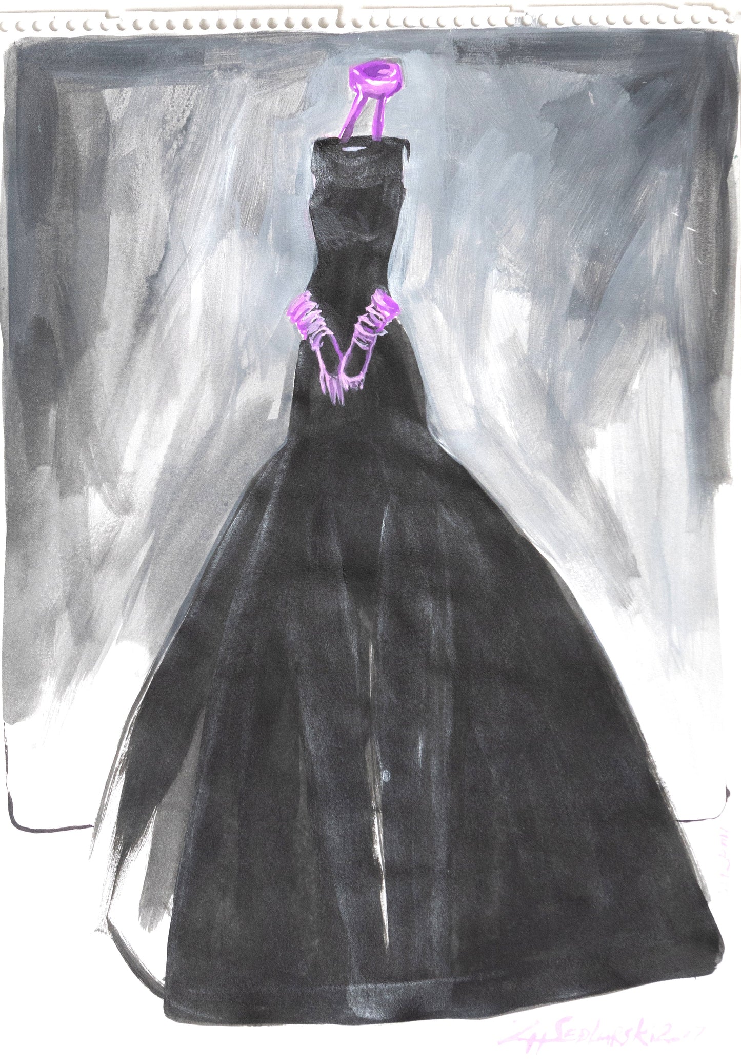 Study for a Dress 110 by Sedlarski – Gouache on paper, 22.1 × 31.8 cm, unframed