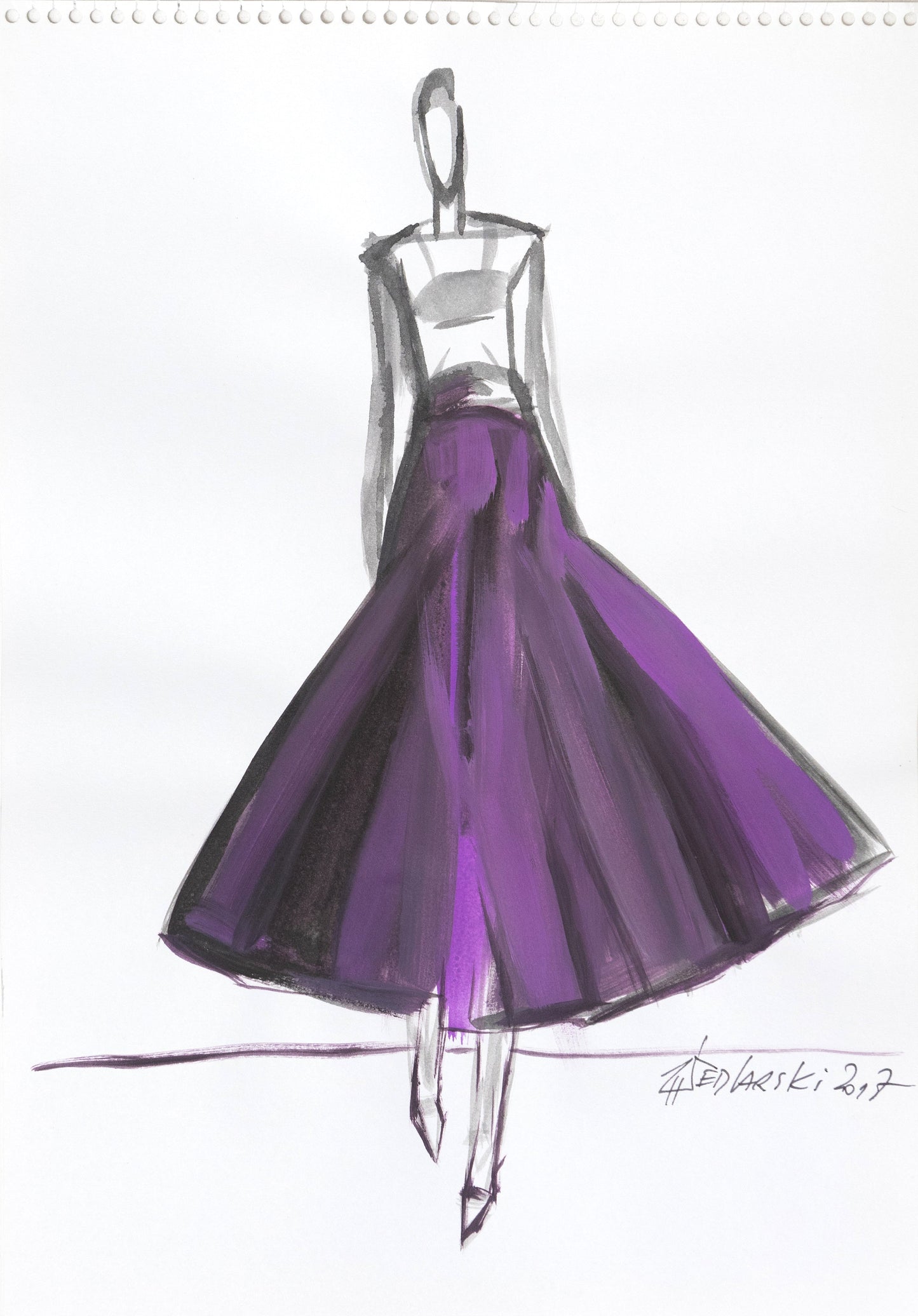 Study for a Dress 112 by Sedlarski – Gouache on paper, 22.1 × 31.8 cm, unframed