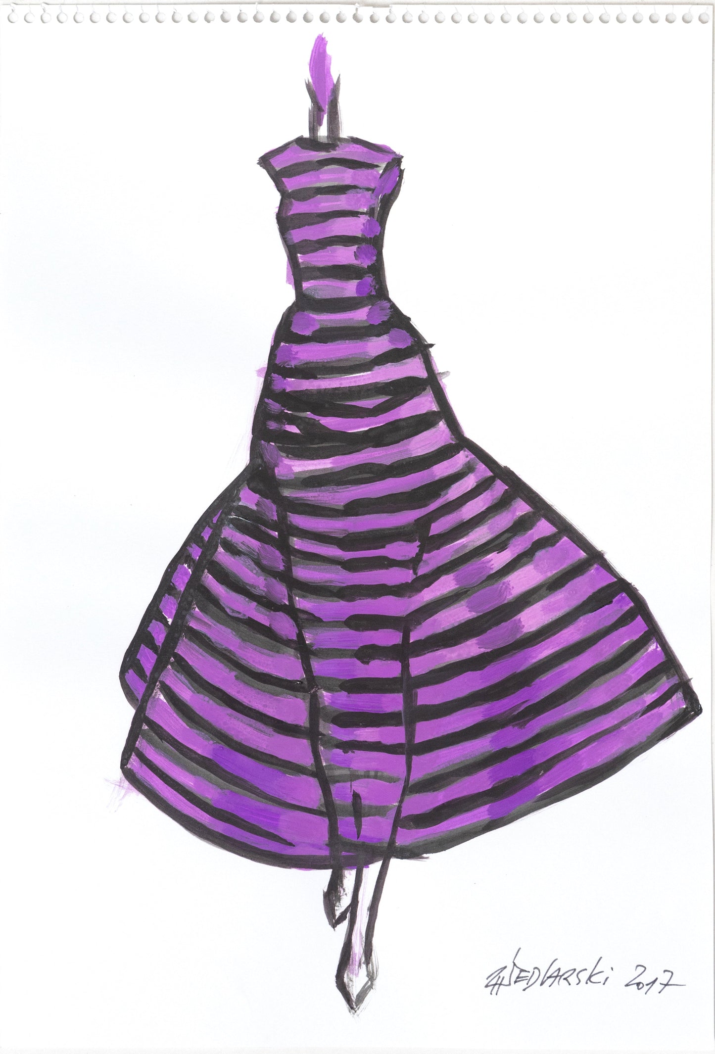 Study for a Dress 113 by Sedlarski – Gouache on paper, 22.1 × 31.8 cm, unframed