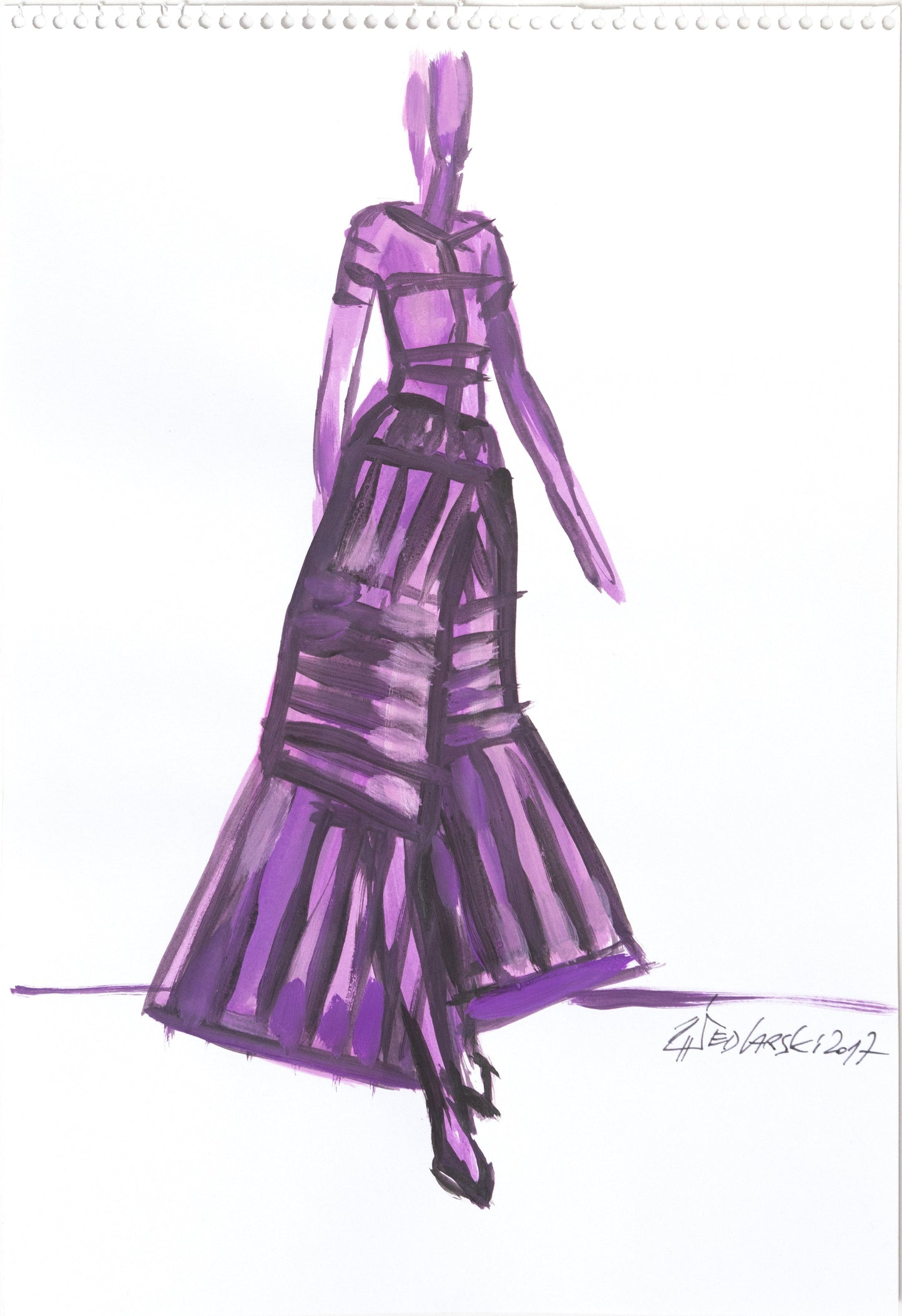 Study for a Dress 115 by Sedlarski – Gouache on paper, 22.1 × 31.8 cm, unframed