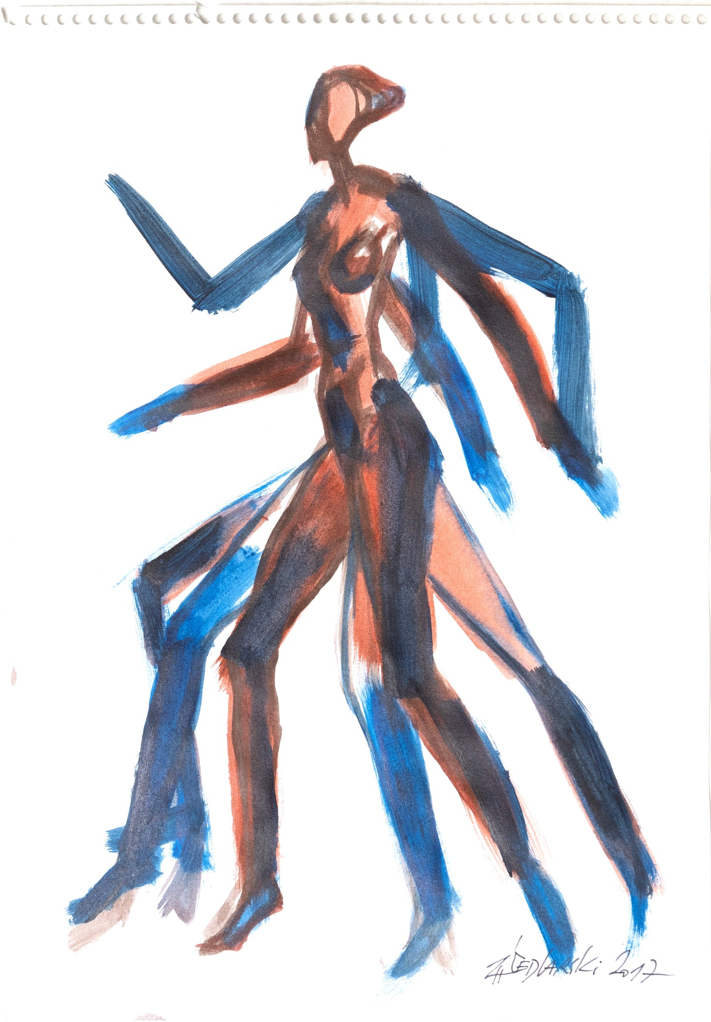 Study for a Dress 116 by Sedlarski – Gouache on paper, 22.1 × 31.8 cm, unframed