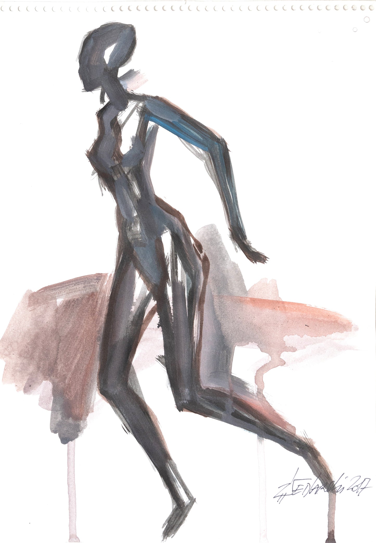 Study for a Dress 119 by Sedlarski – Gouache on paper, 22.1 × 31.8 cm, unframed