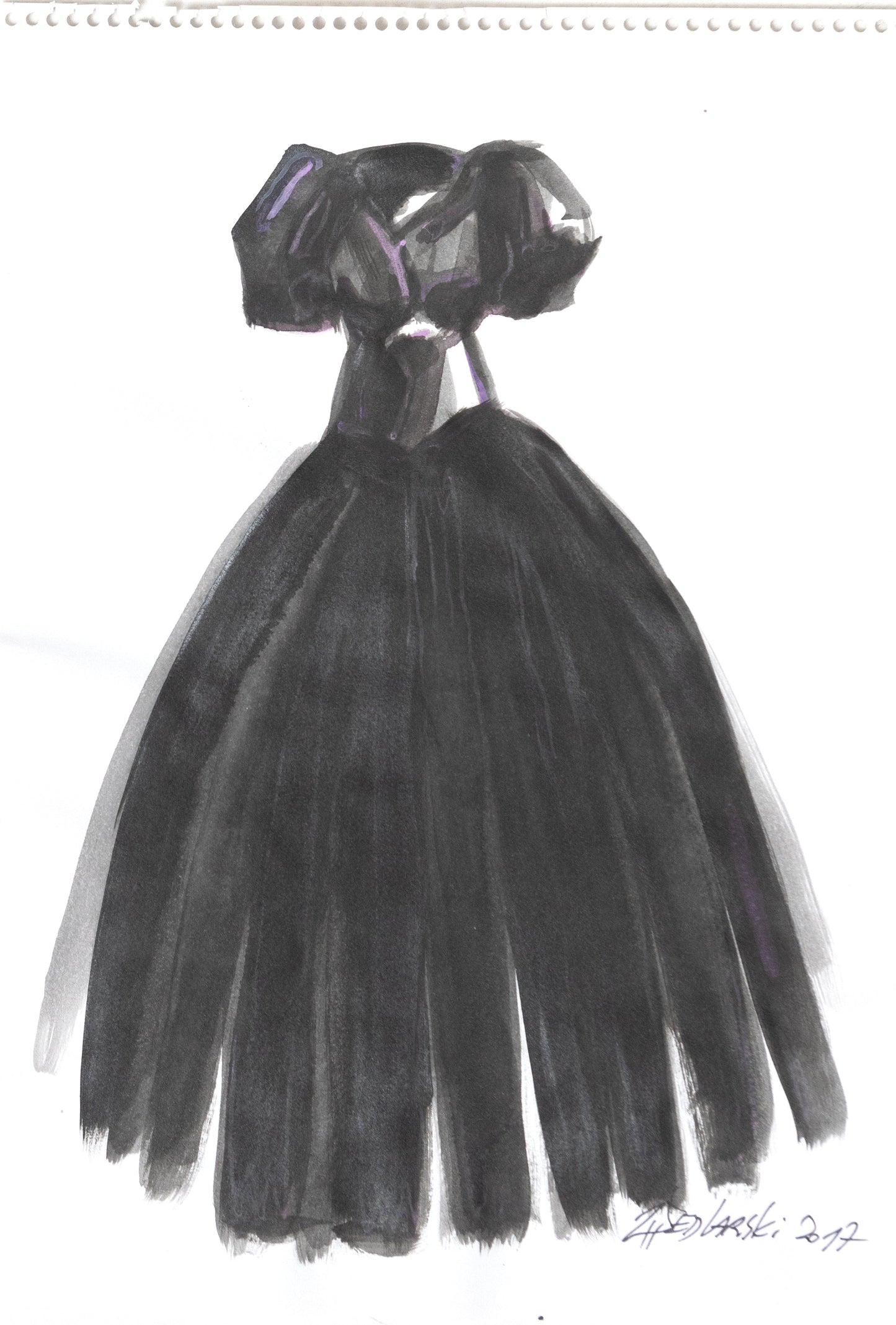 Study for a Dress 123 by Sedlarski – Gouache on paper, 22.1 × 31.8 cm, unframed