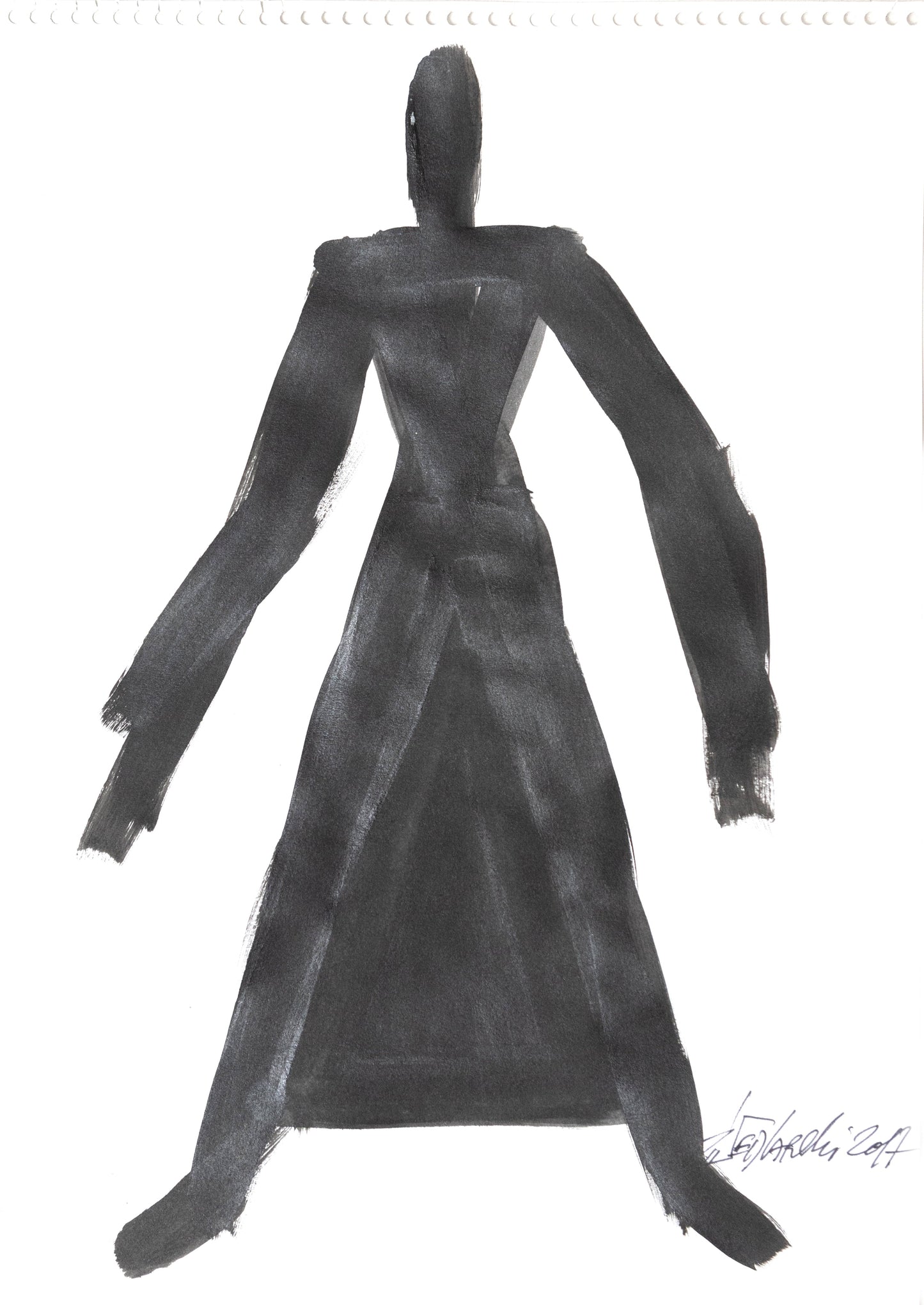 Study for a Dress 125 by Sedlarski – Gouache on paper, 22.1 × 31.8 cm, unframed