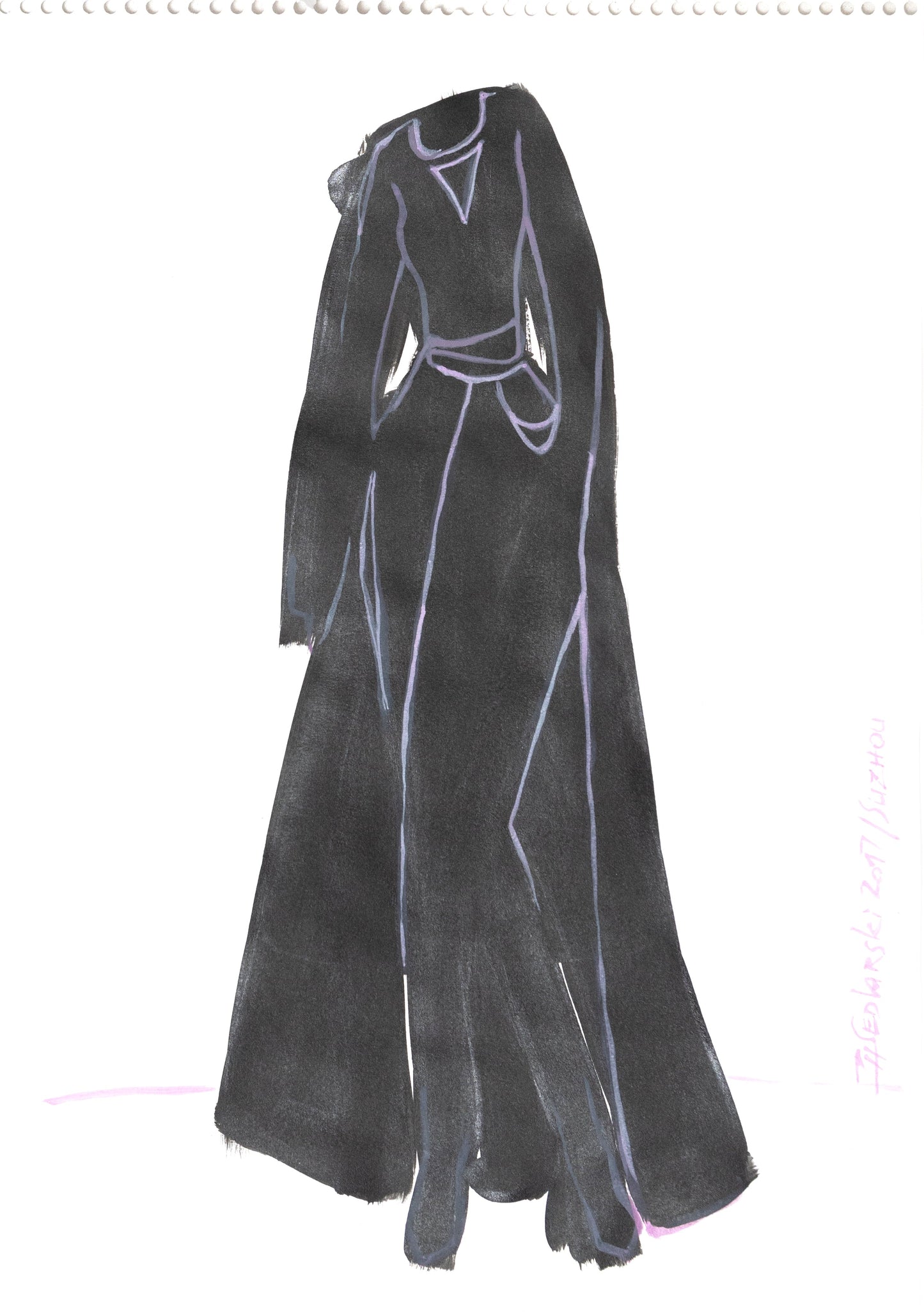 Study for a Dress 126 by Sedlarski – Gouache on paper, 22.1 × 31.8 cm, unframed