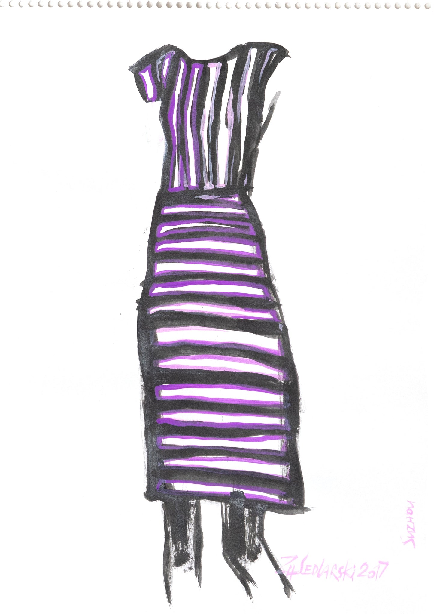 Study for a Dress 128 by Sedlarski – Gouache on paper, 22.1 × 31.8 cm, unframed