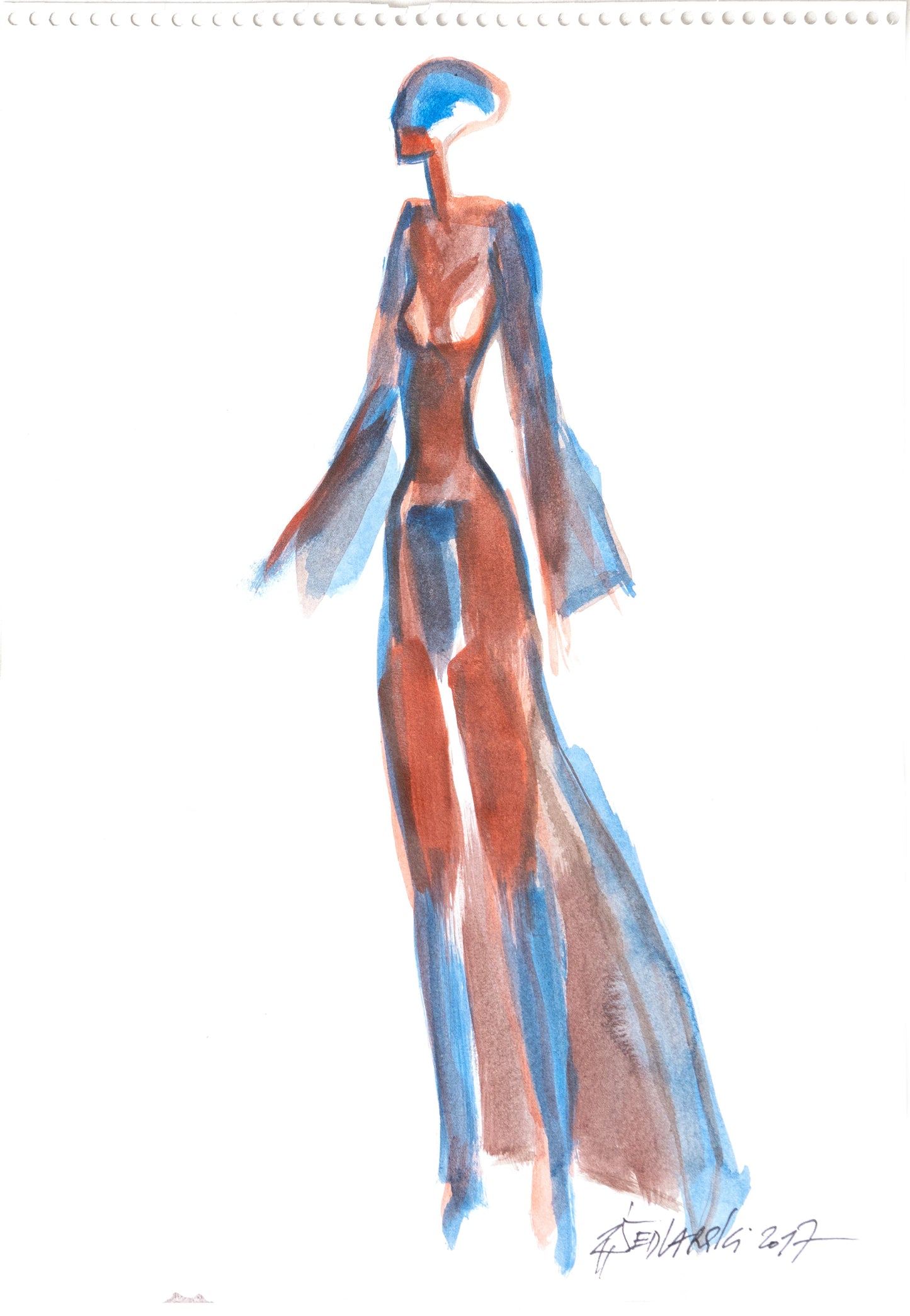 Study for a Dress 129 by Sedlarski – Gouache on paper, 22.1 × 31.8 cm, unframed