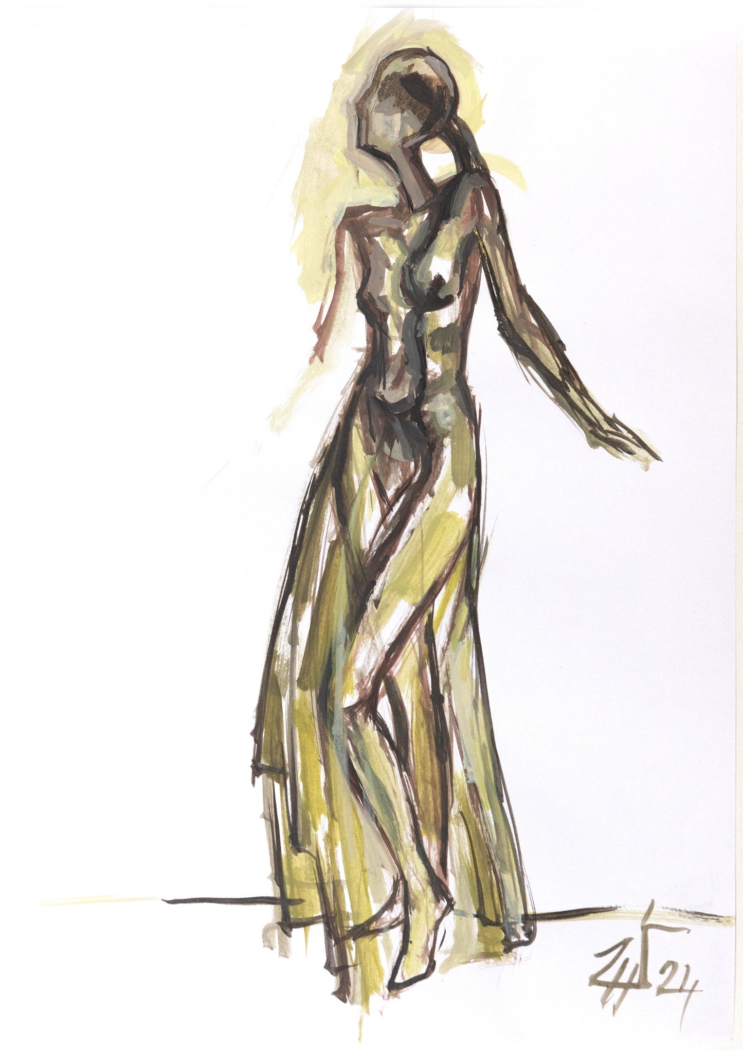 Study for a Dress 136 by Sedlarski – Acrylic on paper, 21 × 29.6 cm, unframed