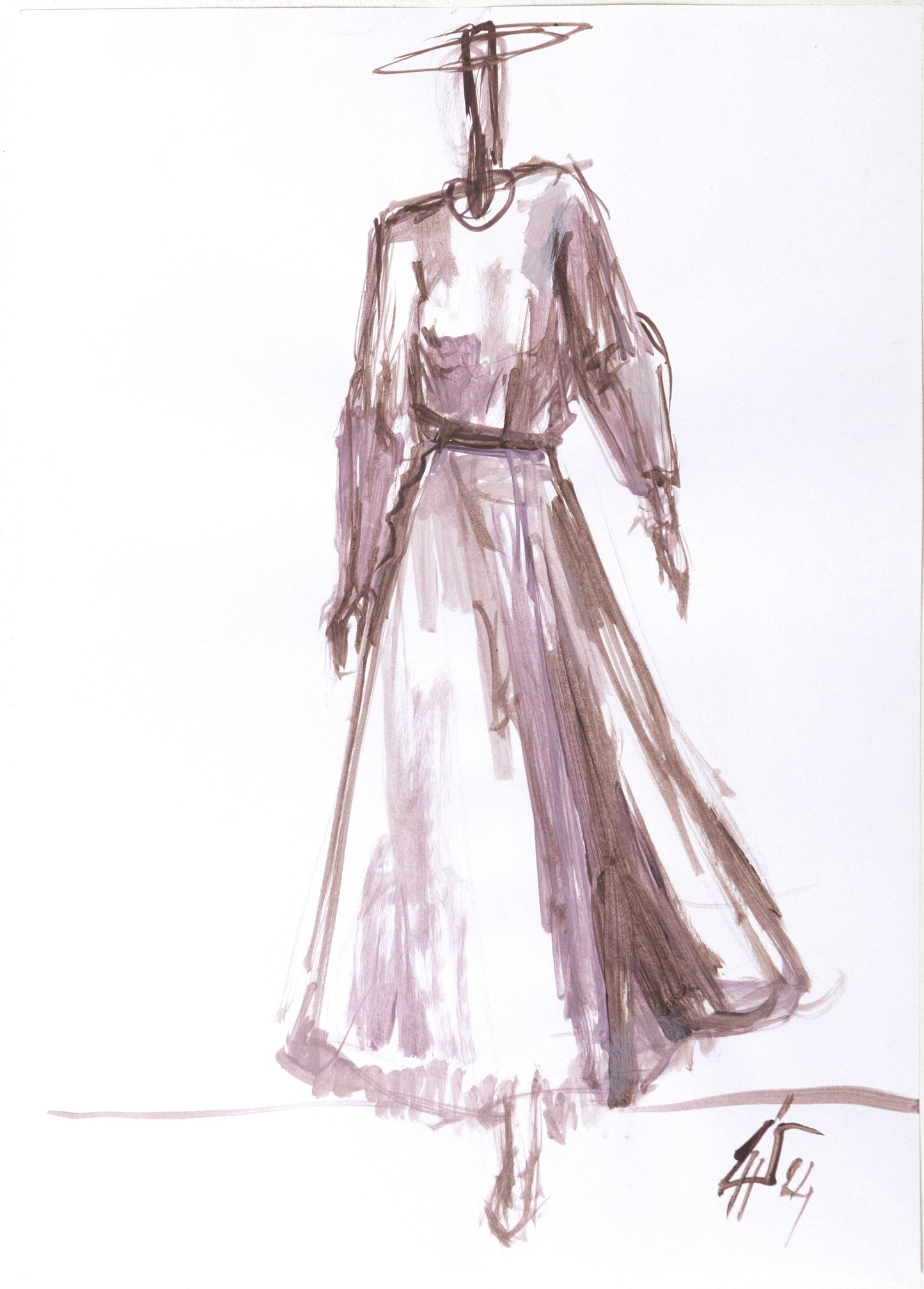 Study for a Dress 137 by Sedlarski – Acrylic on paper, 21 × 29.6 cm, unframed