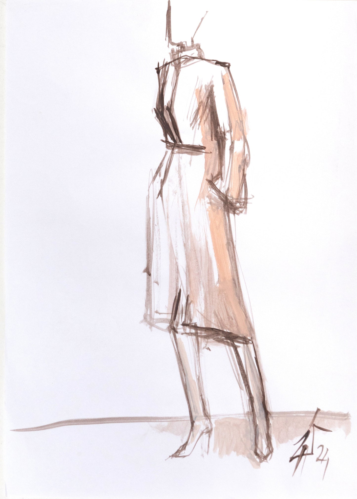 Study for a Dress 139 by Sedlarski – Acrylic on paper, 21 × 29.6 cm, unframed