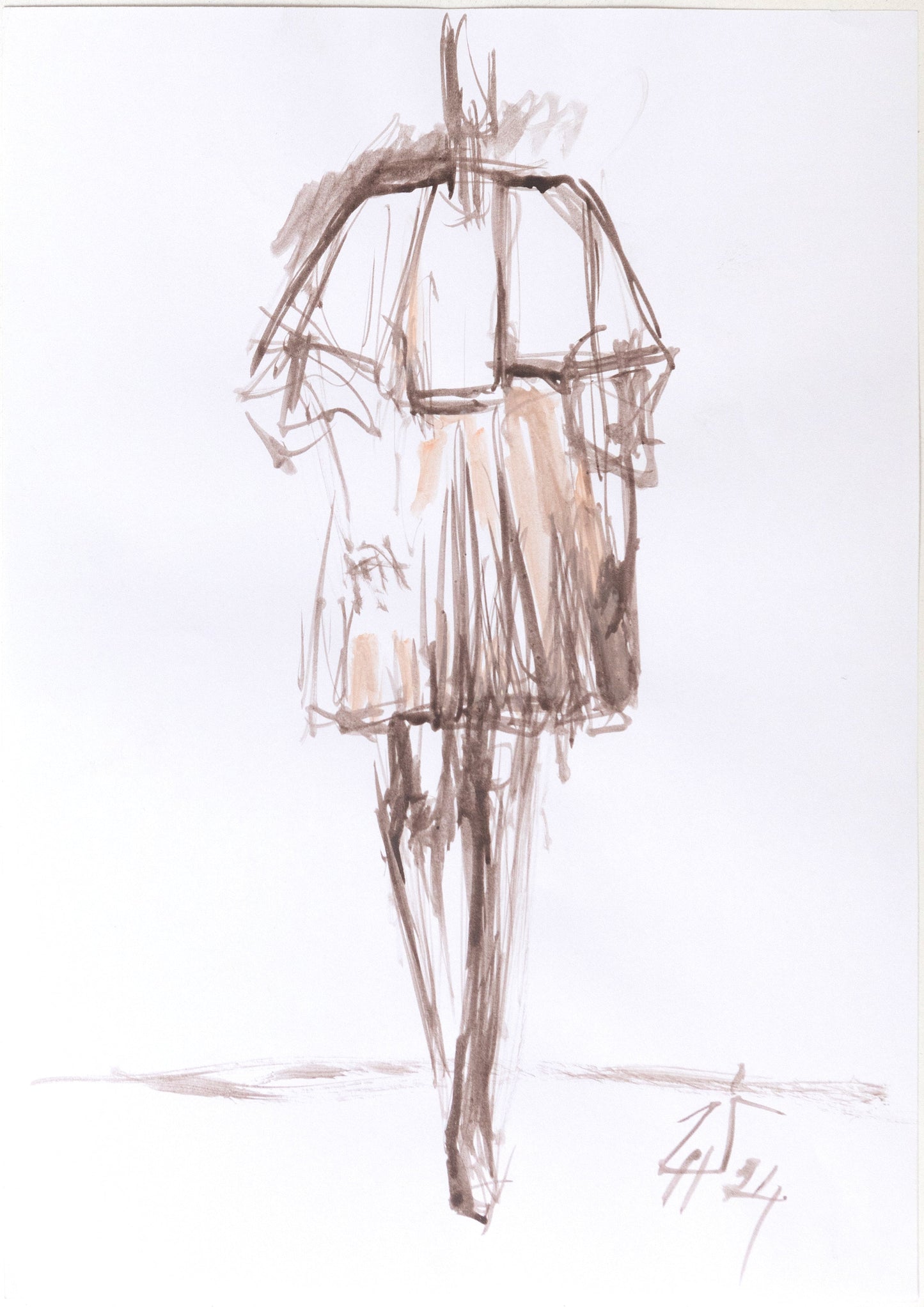 Study for a Dress 140 by Sedlarski – Acrylic on paper, 21 × 29.6 cm, unframed