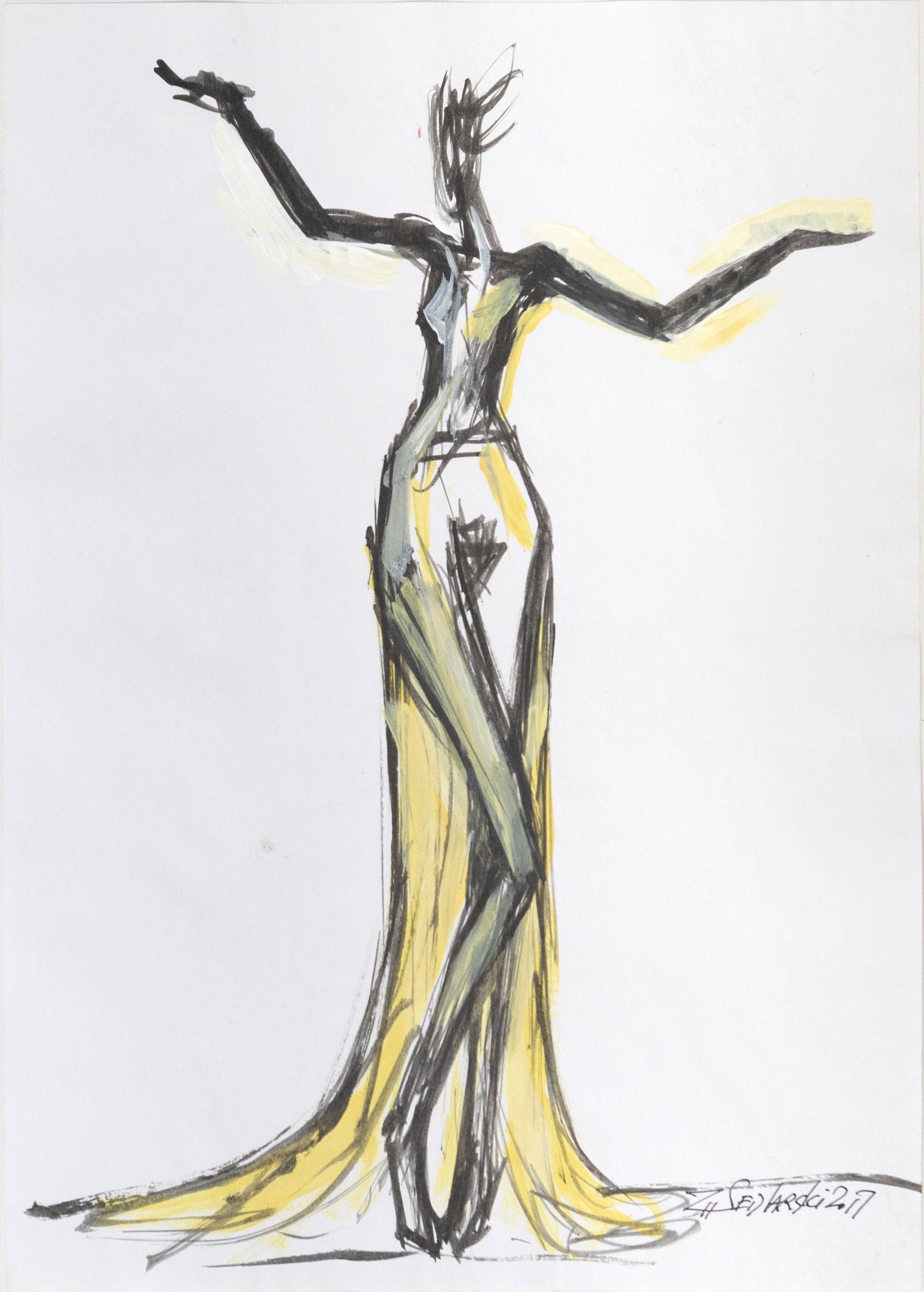 Study for a Dress 18 – Original acrylic sketch by Sedlarski