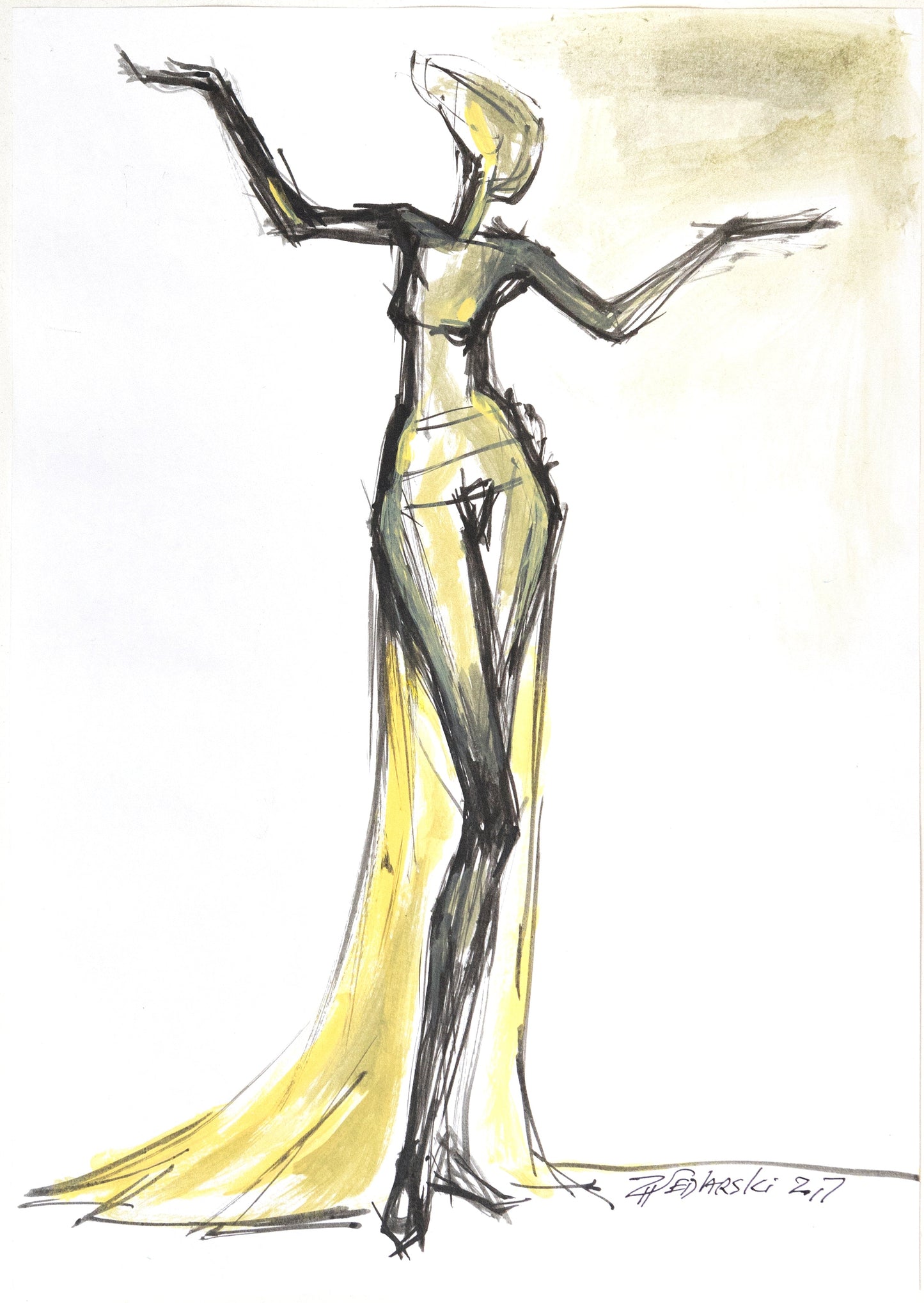 Study for a Dress 19 – Acrylic fashion study by Sedlarski