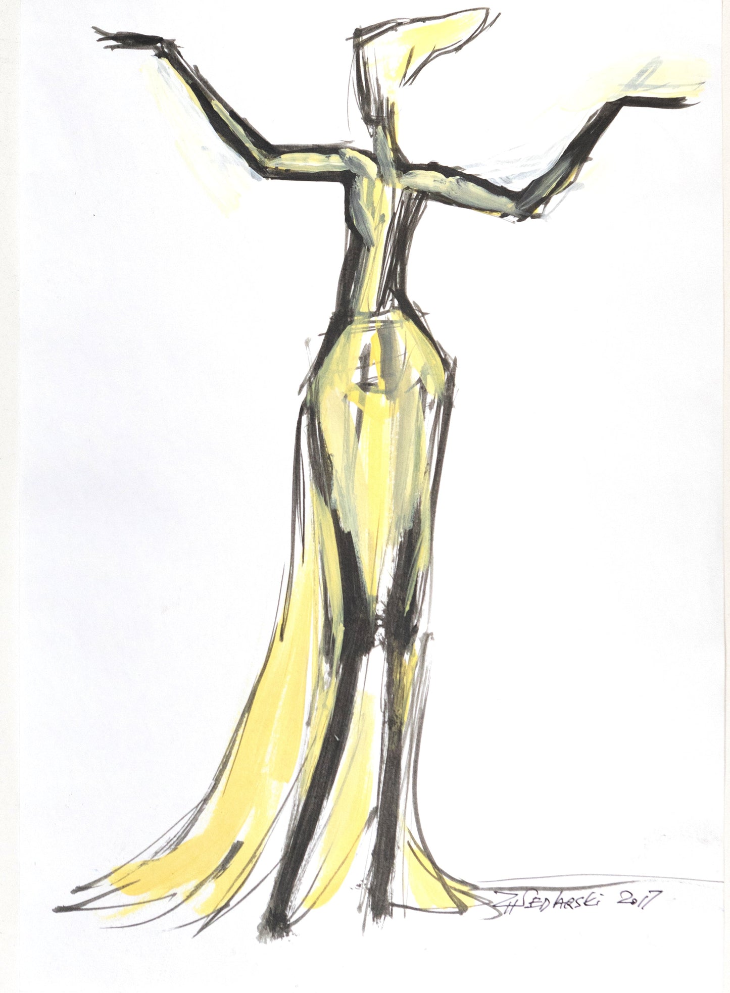 Study for a Dress 20 – Acrylic sketch by Sedlarski, 2017