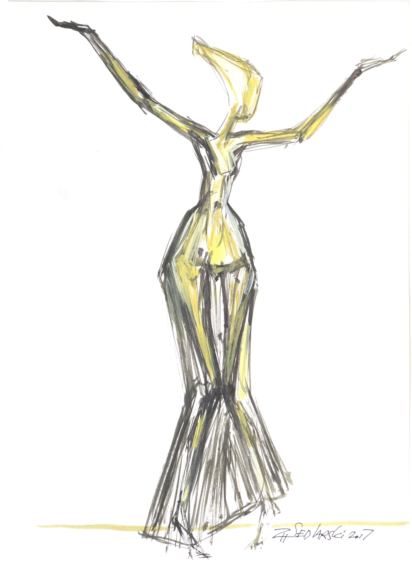 Study for a Dress 27 – Feminine sketch in acrylic by Sedlarski