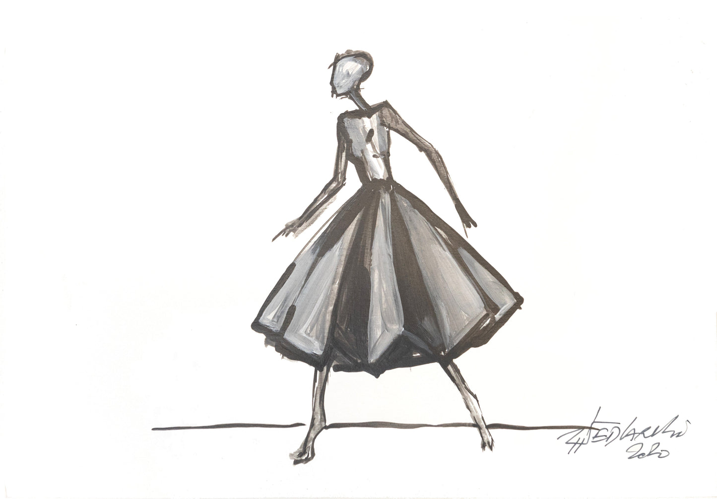 Study for a Dress 31 by Sedlarski – Acrylic on paper, 23×33 cm, unframed