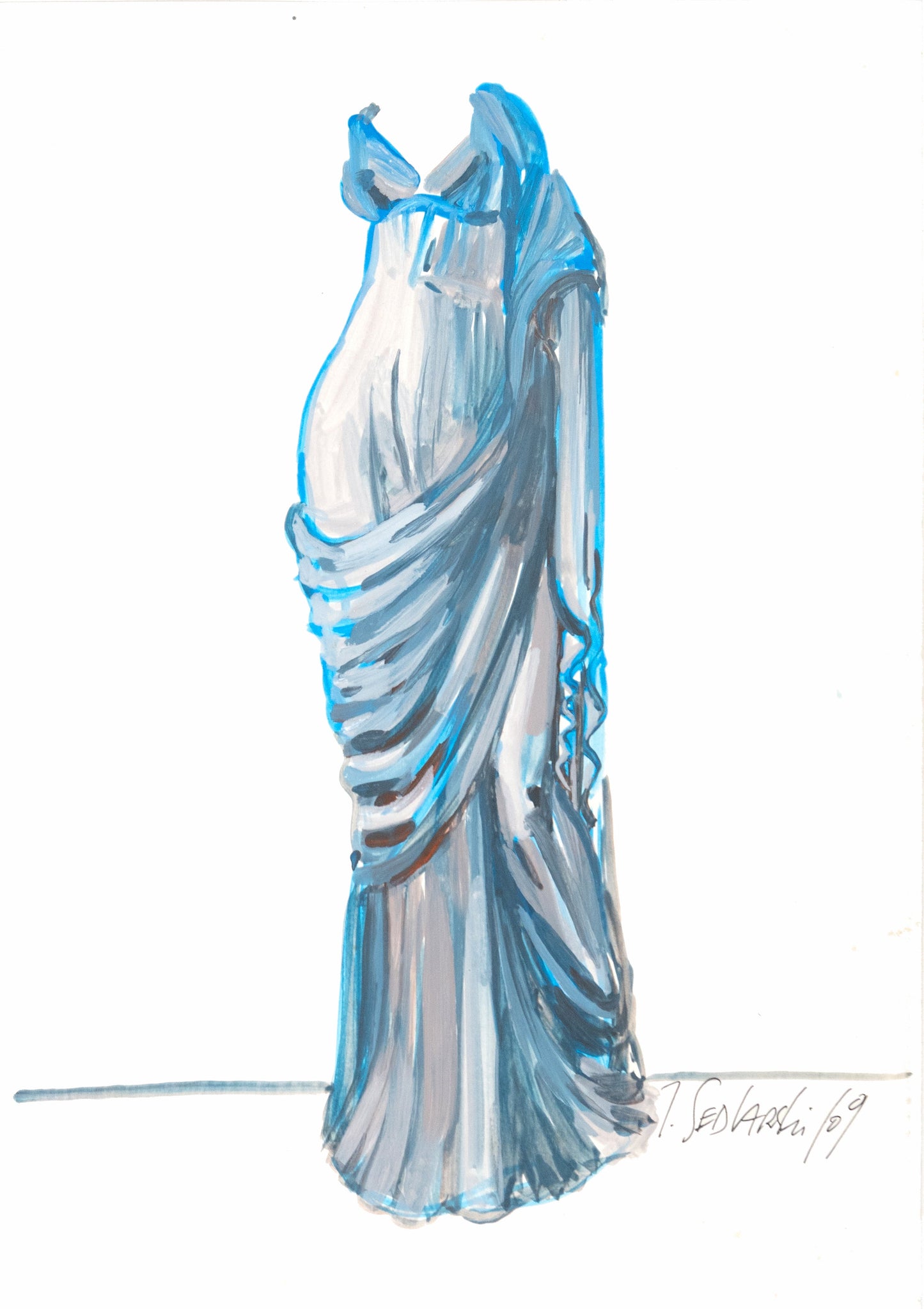 Study for a Dress 32 by Sedlarski – Acrylic on paper, 23×33 cm, unframed