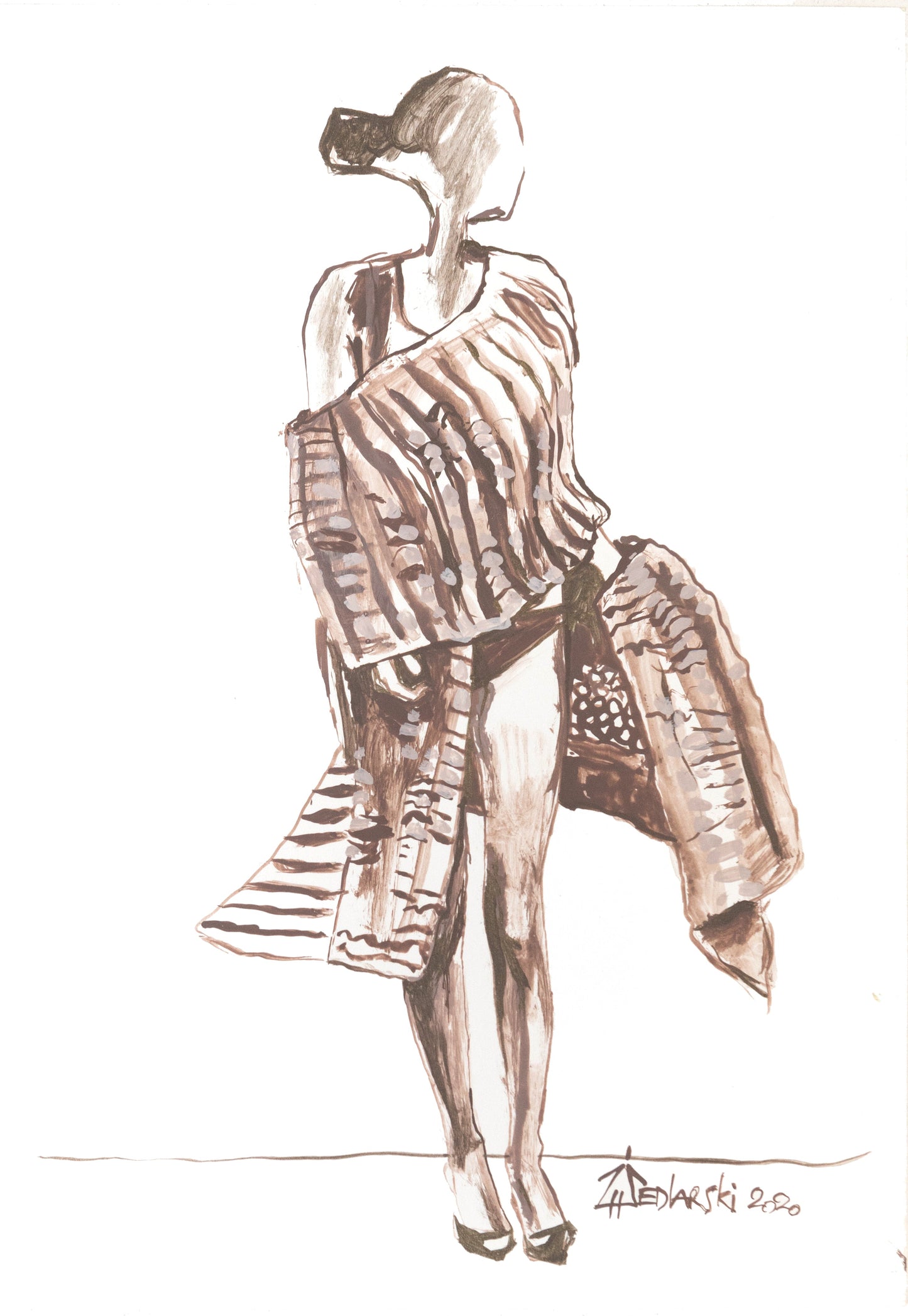 Study for a Dress 33 by Sedlarski – Acrylic on paper, 23×33 cm, unframed