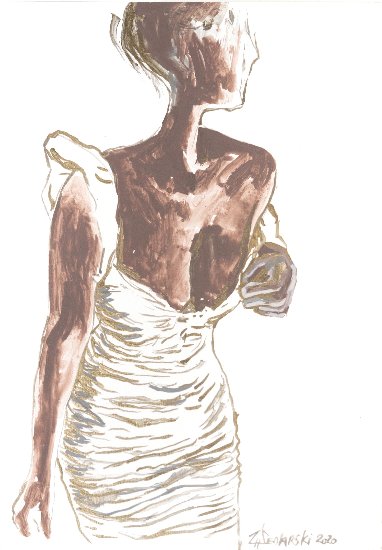 Study for a Dress 36 by Sedlarski – Acrylic on paper, 23×33 cm, unframed