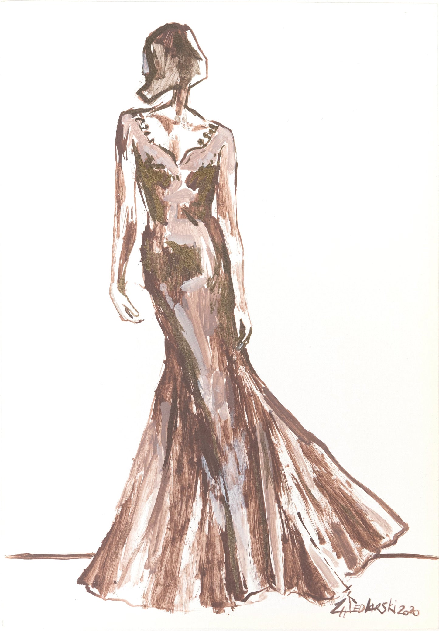 Study for a Dress 47 by Sedlarski – Acrylic on paper, 23×33 cm, unframed