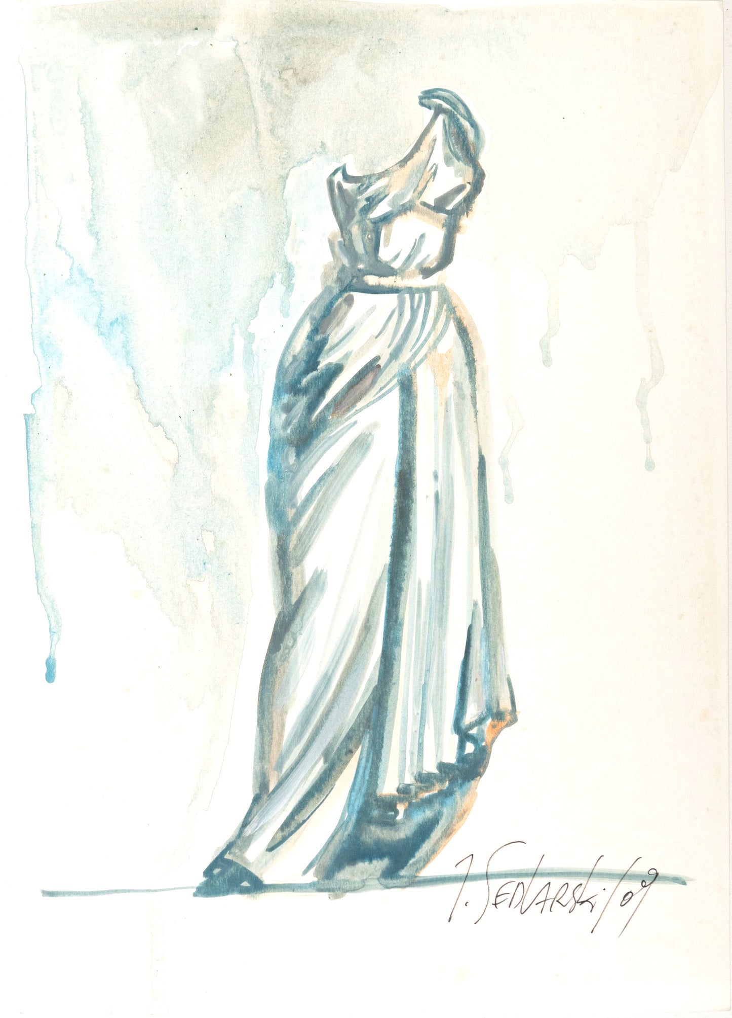 Study for a Dress 49 by Sedlarski – Acrylic on paper, 23×33 cm, unframed