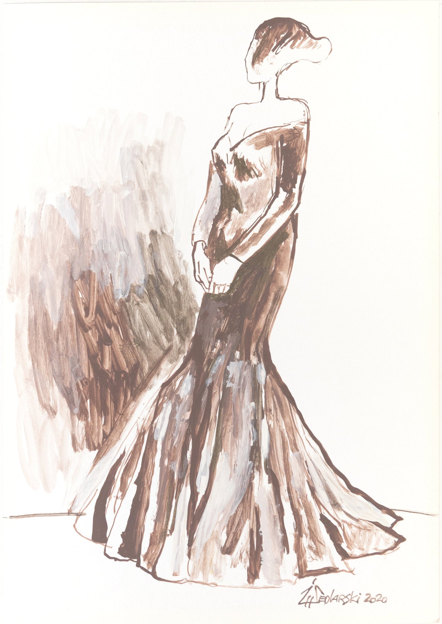 Study for a Dress 53 by Sedlarski – Acrylic on paper, 23×33 cm, unframed