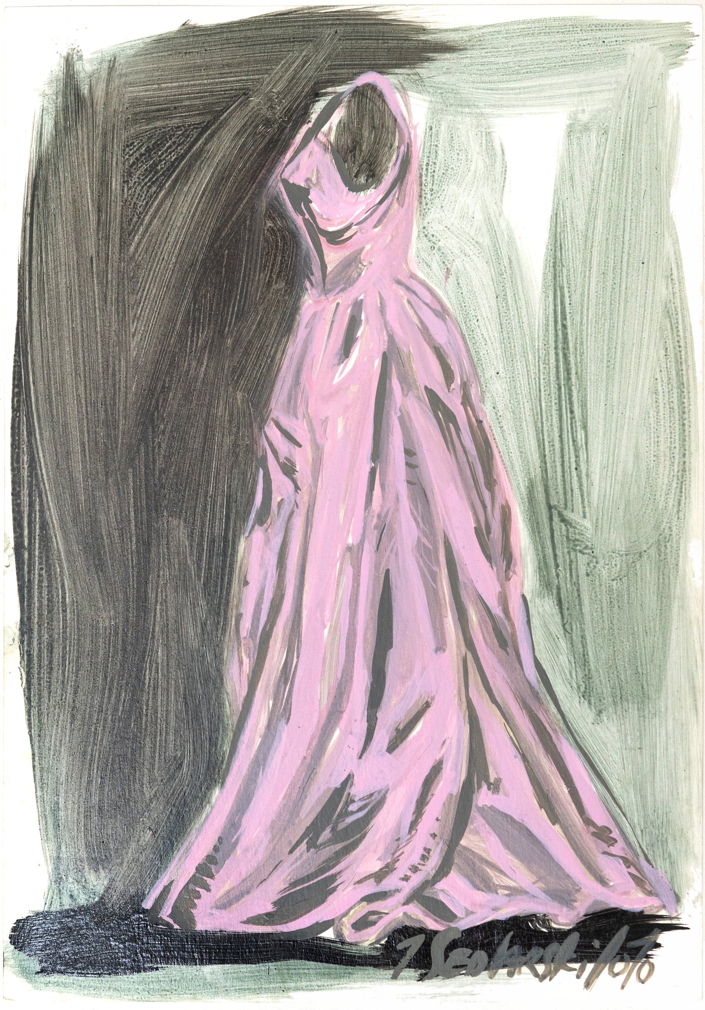 Study for a Dress 56 by Sedlarski – Acrylic on paper, 23×33 cm, unframed