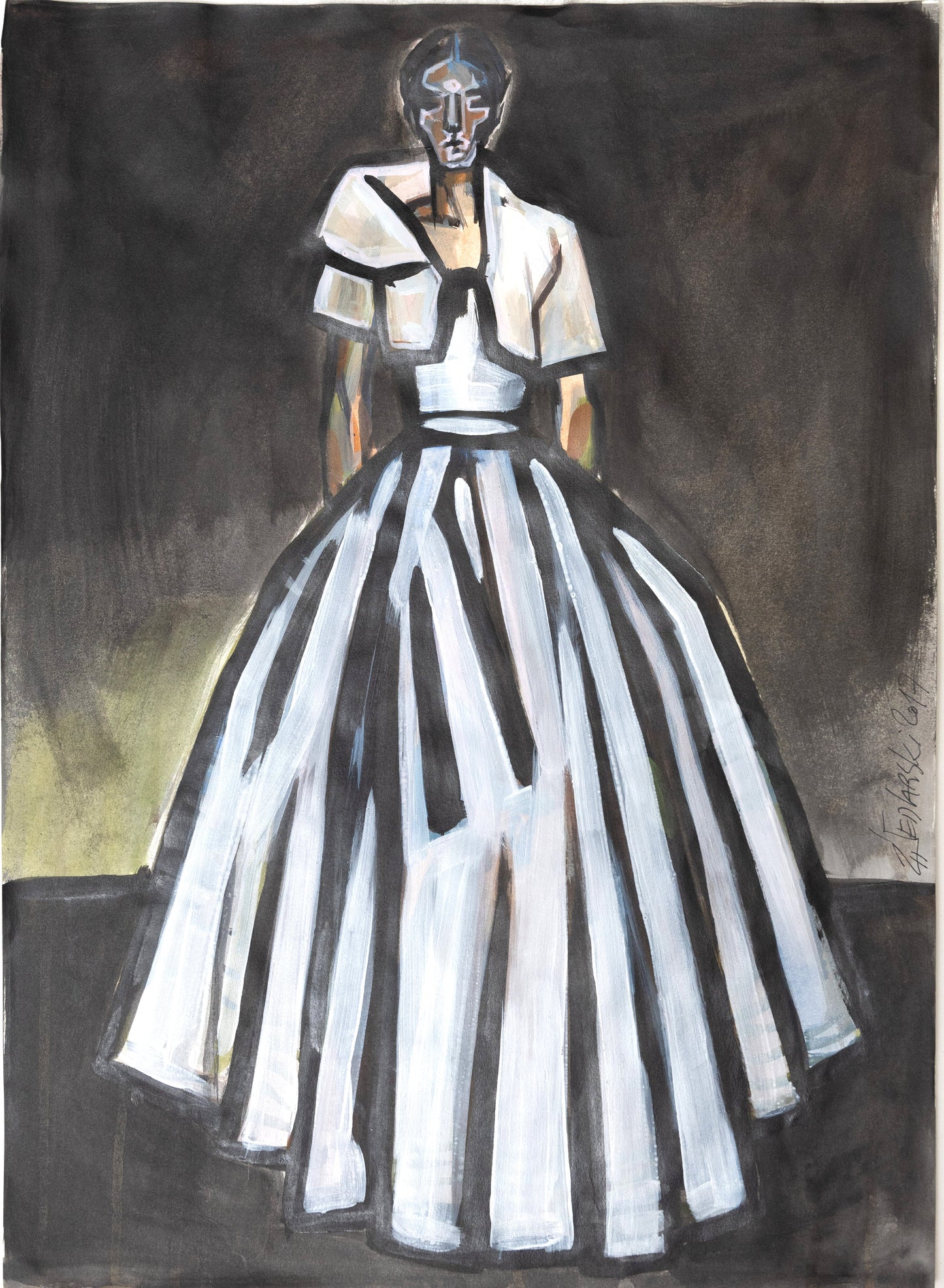 Study for a Dress 80 by Sedlarski – Gouache on paper, 38.8 × 53.5 cm, unframed